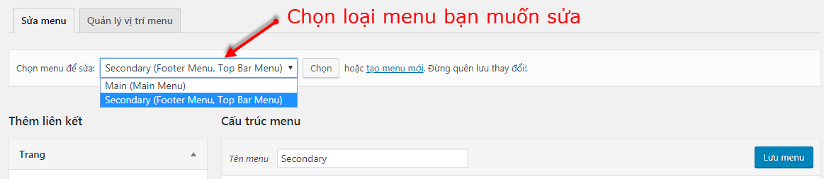 Chọn loại menu