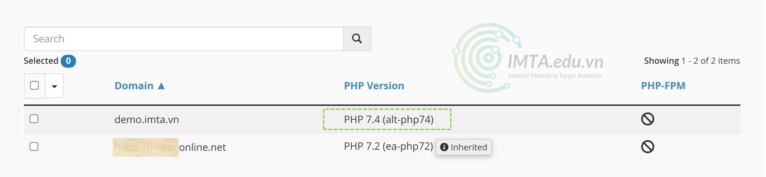 Kết quả sau khi nâng cấp thành công phiên bản php