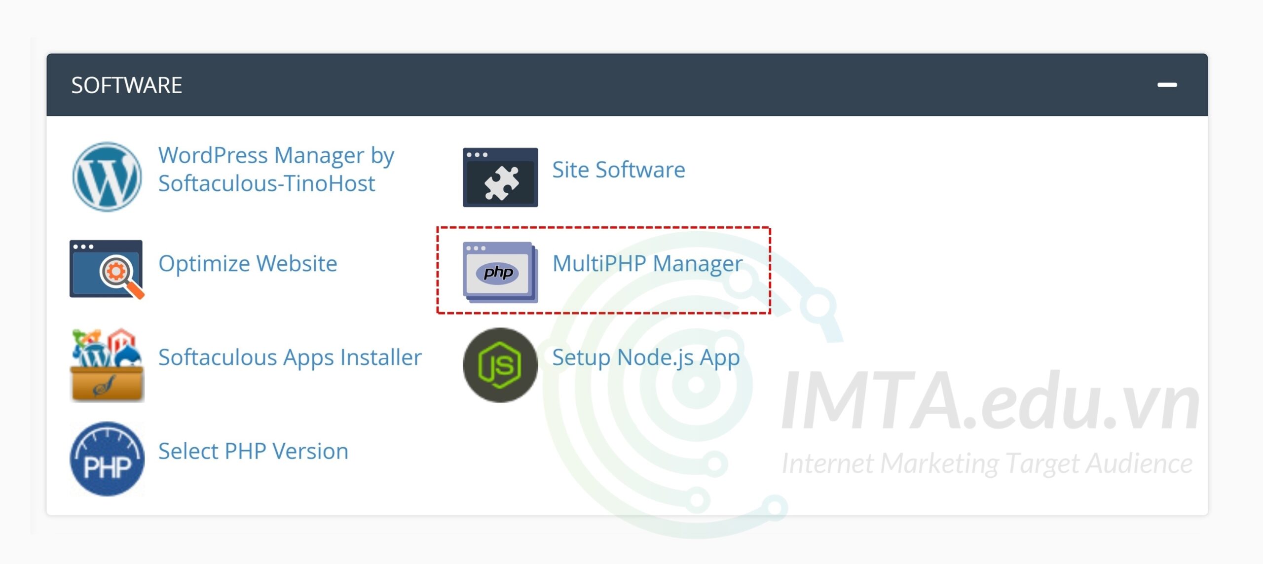 Open Multiphp Manager in cPanel