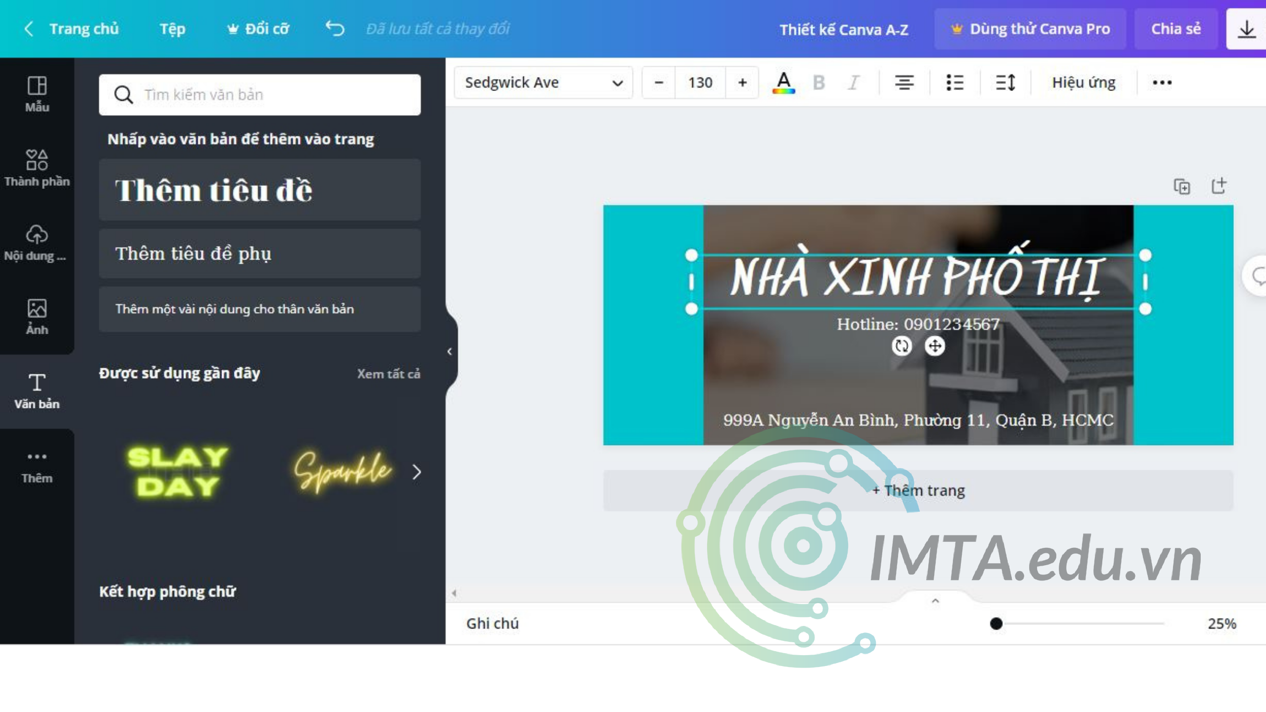 Chọn font chữ Canva