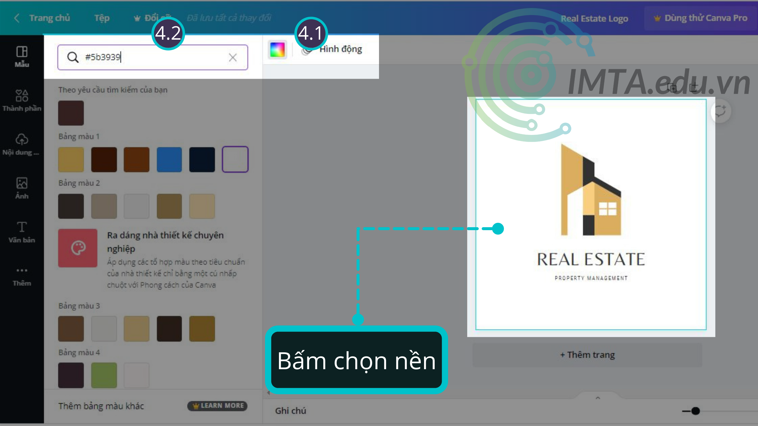 Chọn hình nền Canva