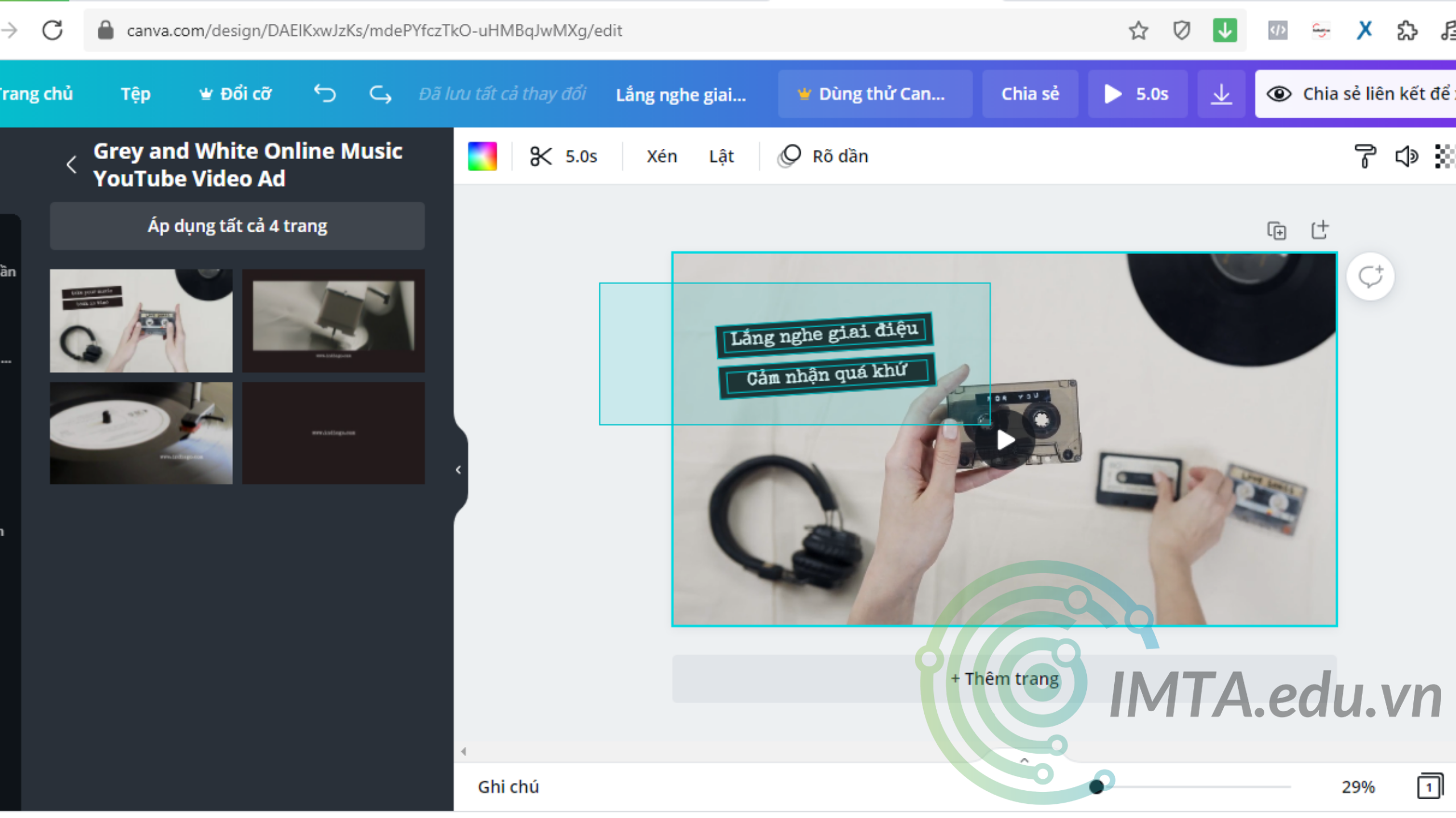 Khóa đối tượng Canva Video