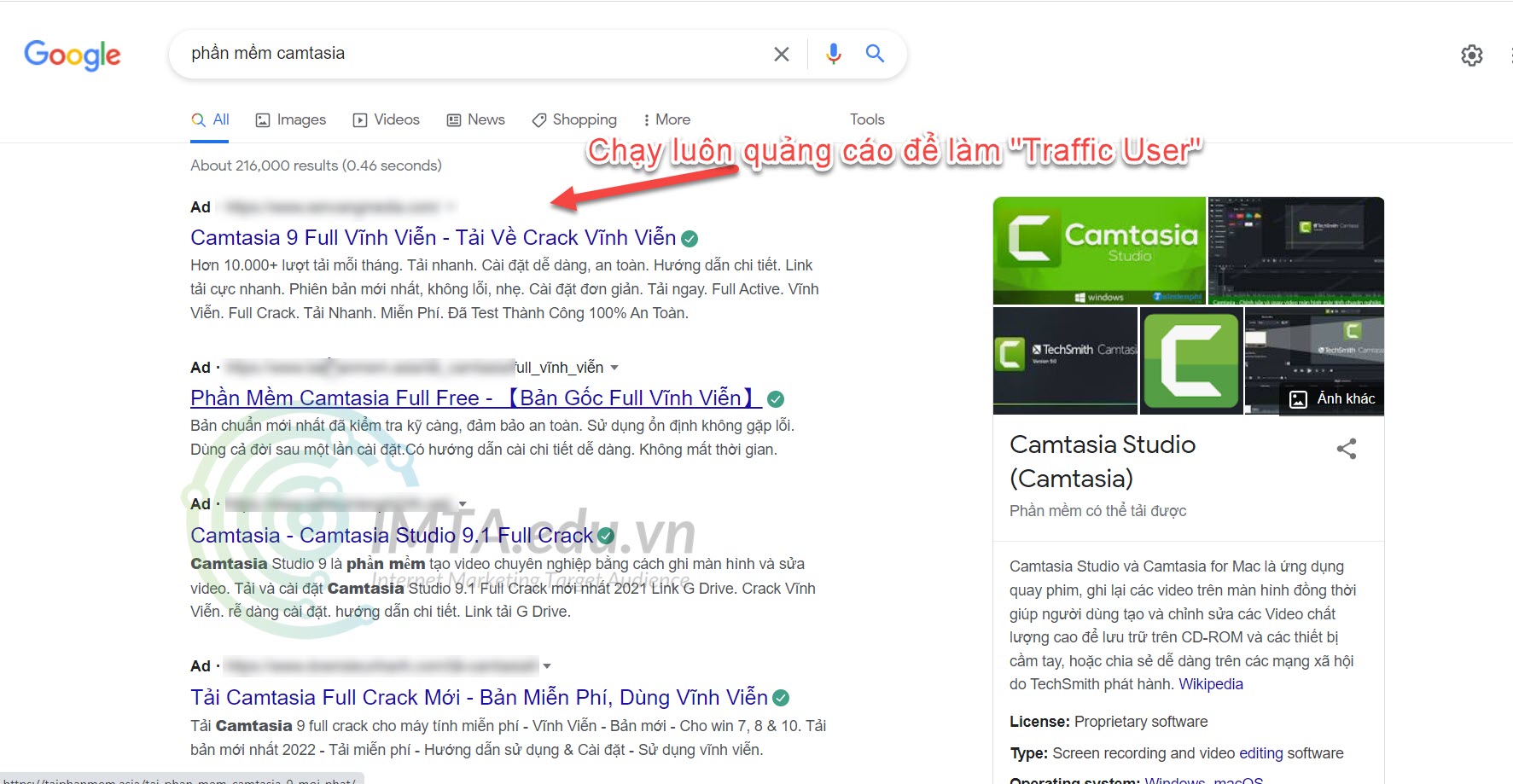 Chạy quảng cáo Google làm Traffic User