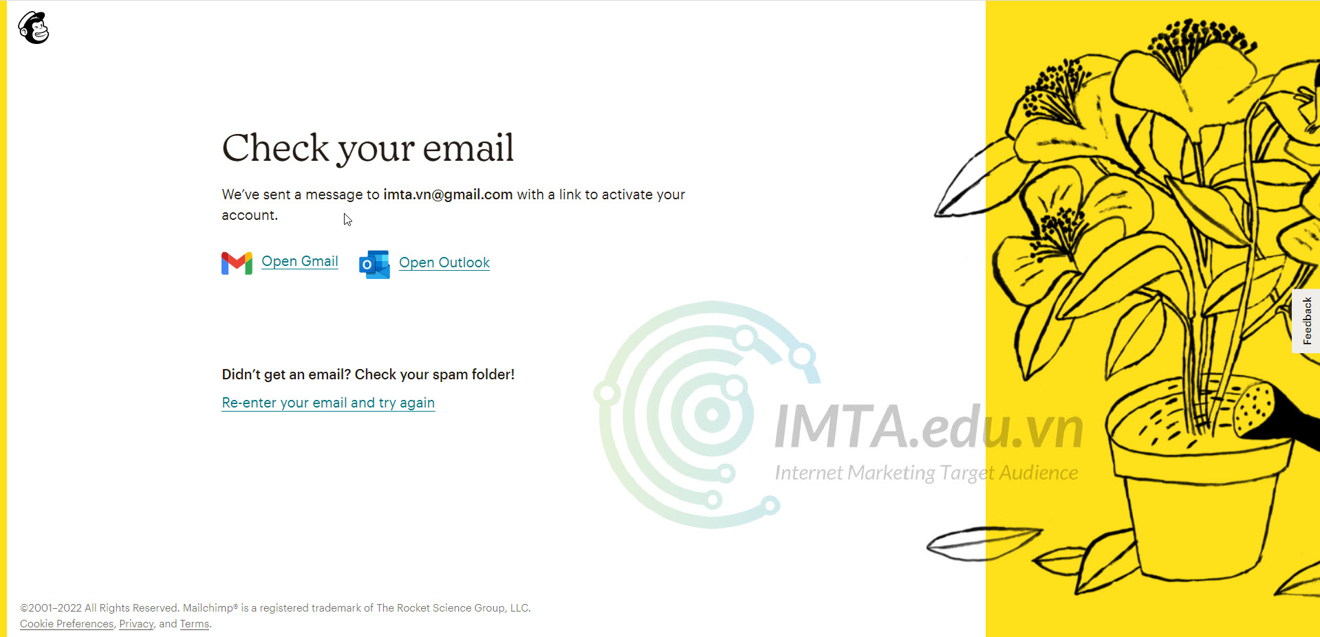 Check email kích hoạt tài khoản MailChimp