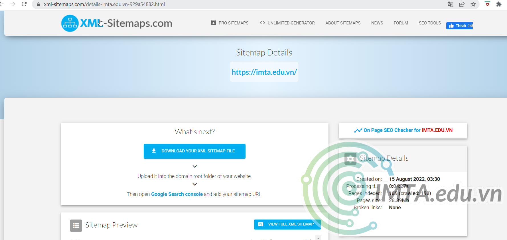 Download Sitemap về máy tính
