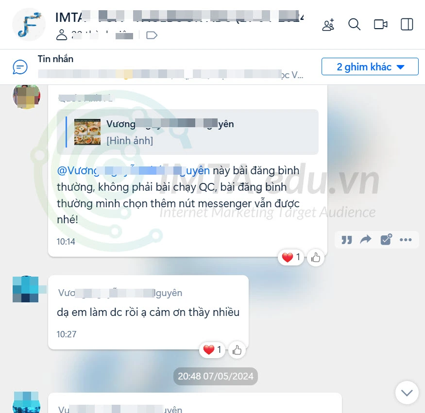 Cảm ơn lớp Facebook