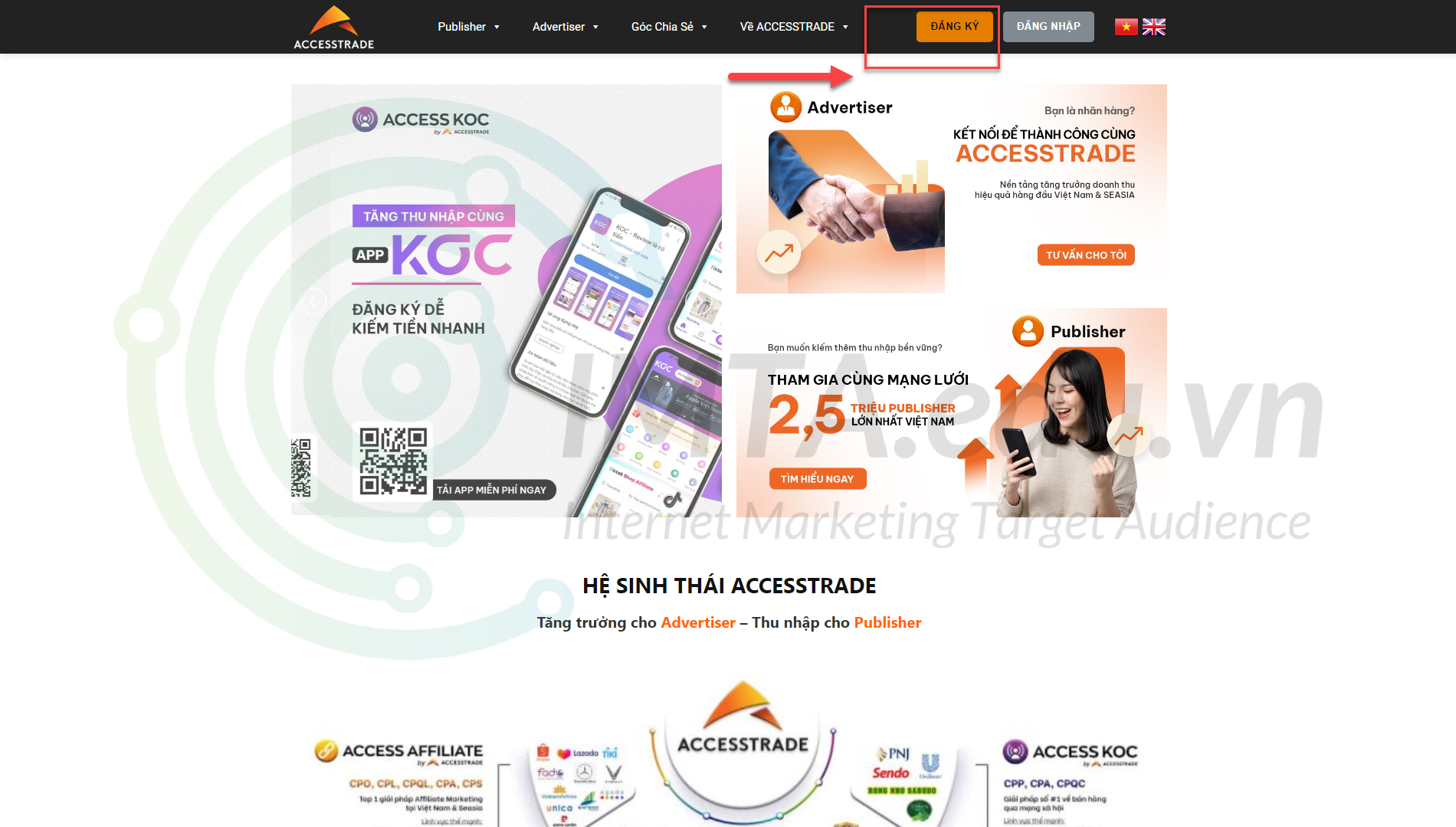 Đăng ký tài khoản Accesstrade để làm Affiliate