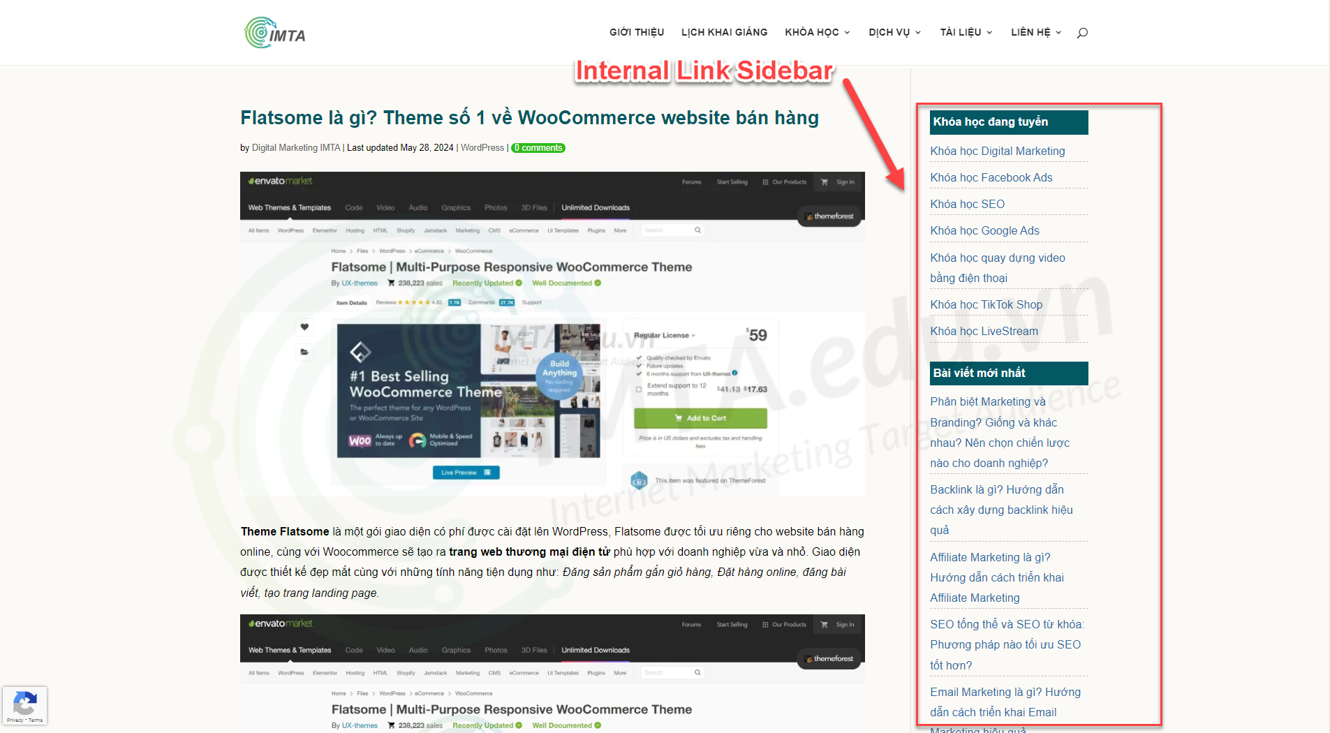 Internal Link trong Sidebar