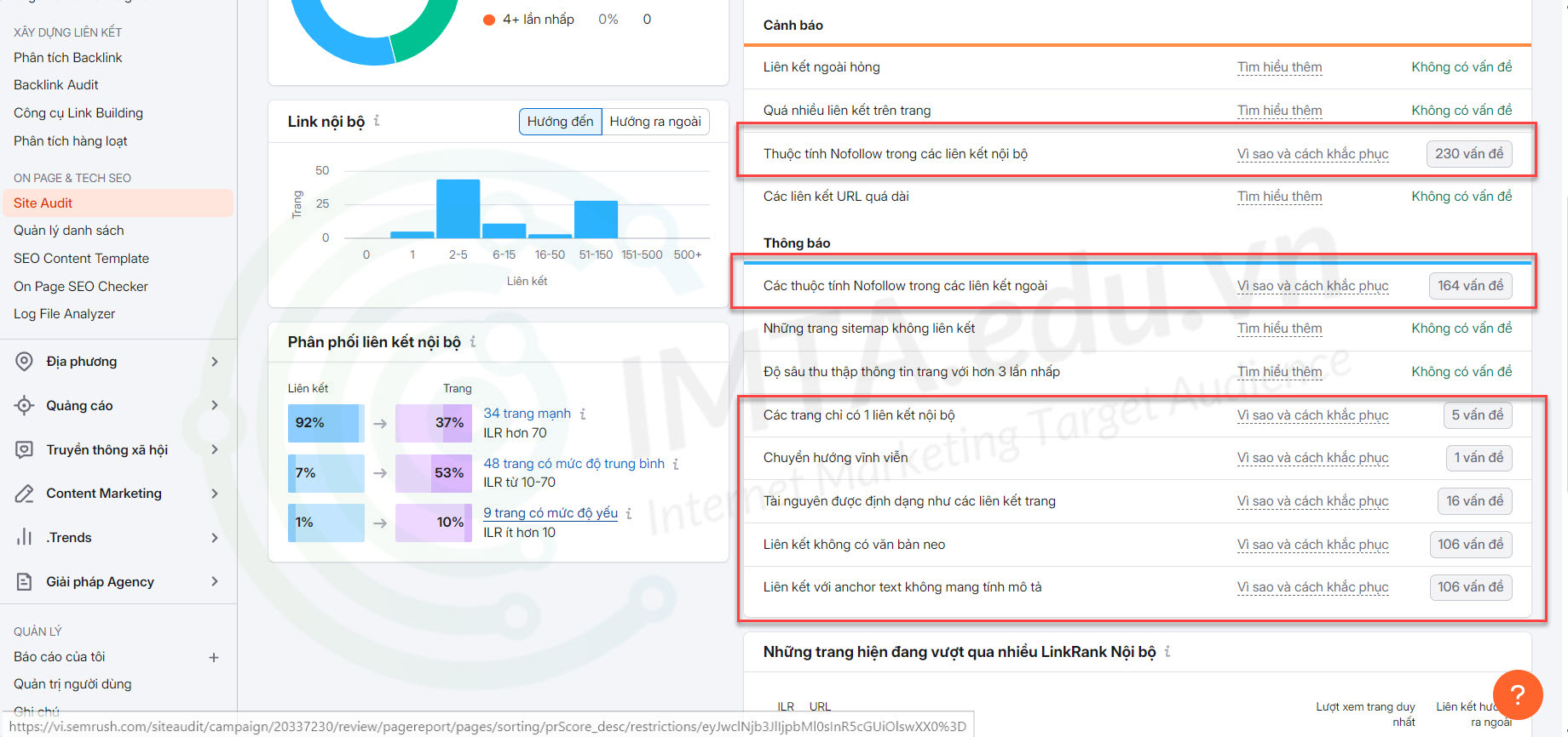 Tiếp tục audit hết lỗi trên Internal Link