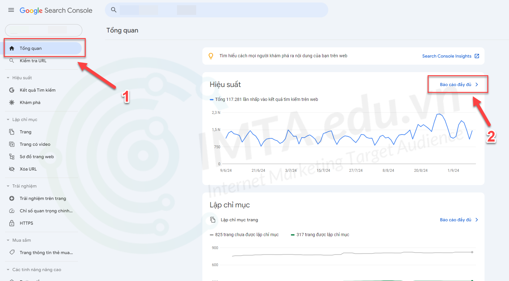 Chọn "Báo cáo đầy đủ" để xem chi tiết lưu lương truy cập website