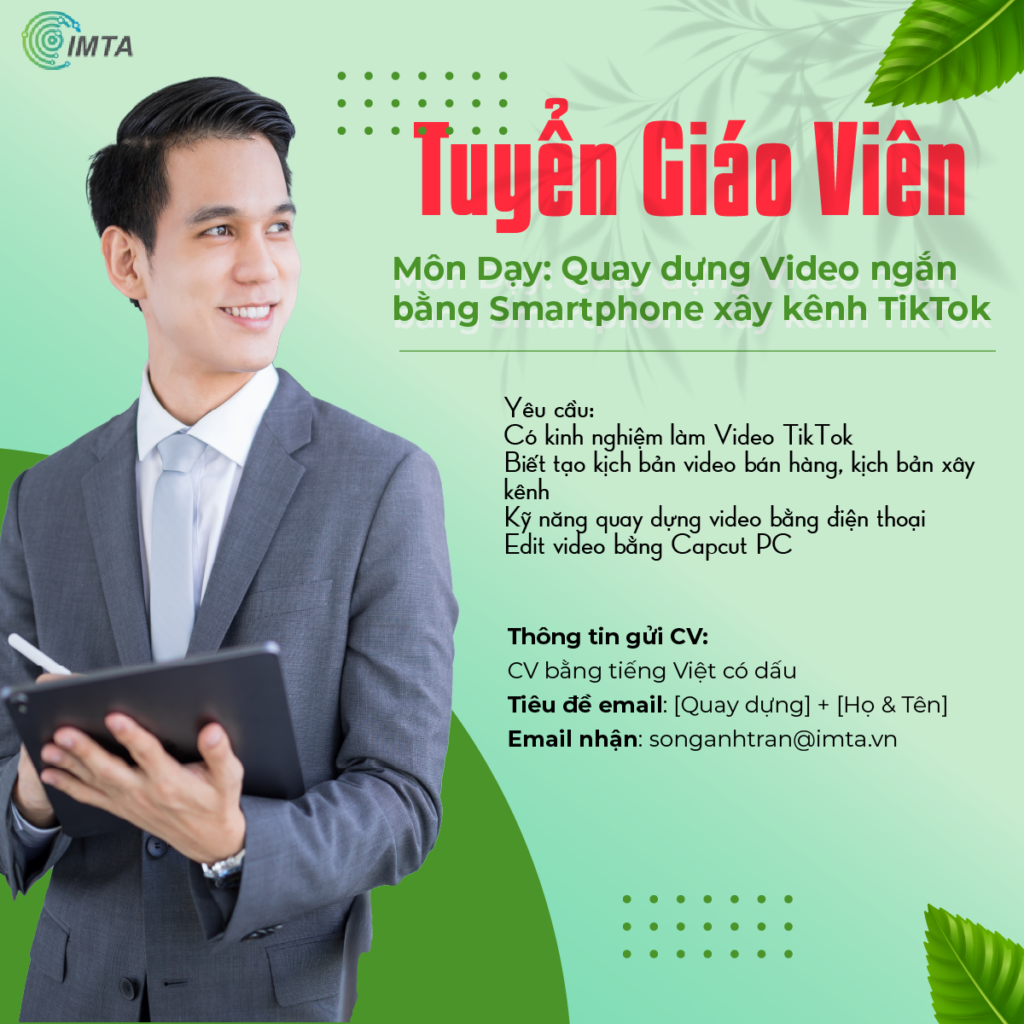 Tuyển GV dạy quay dựng video bằng điện thoại