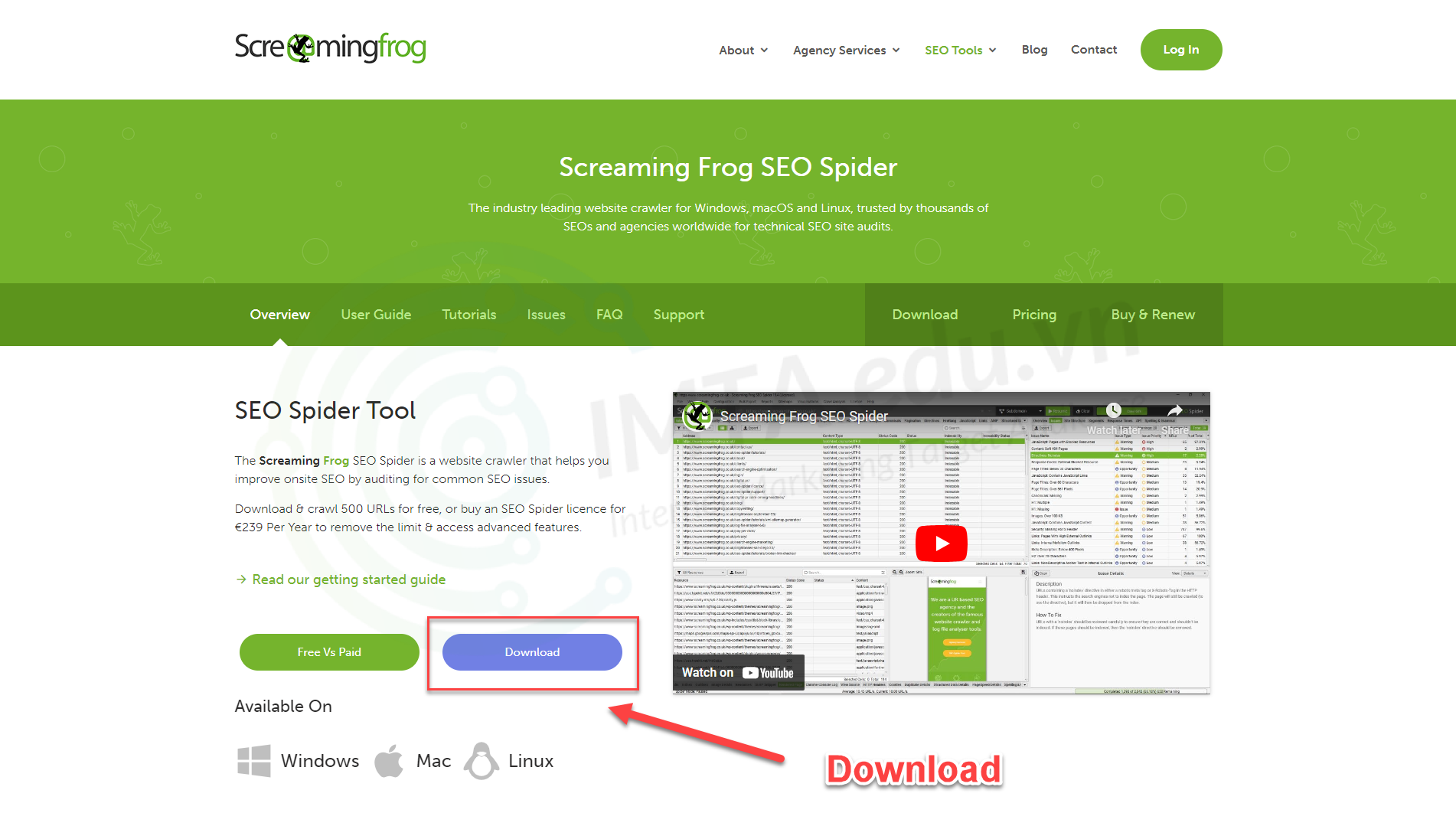  truy cập vào website chính thức Screaming Frog