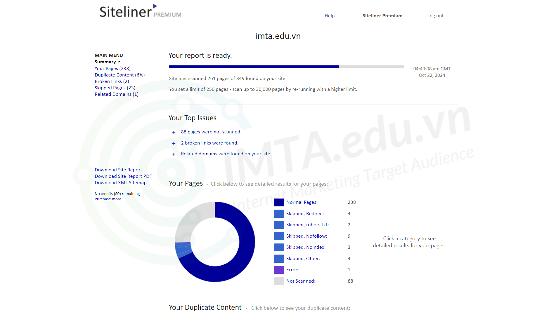 Dùng Siteliner để kiểm tra content website