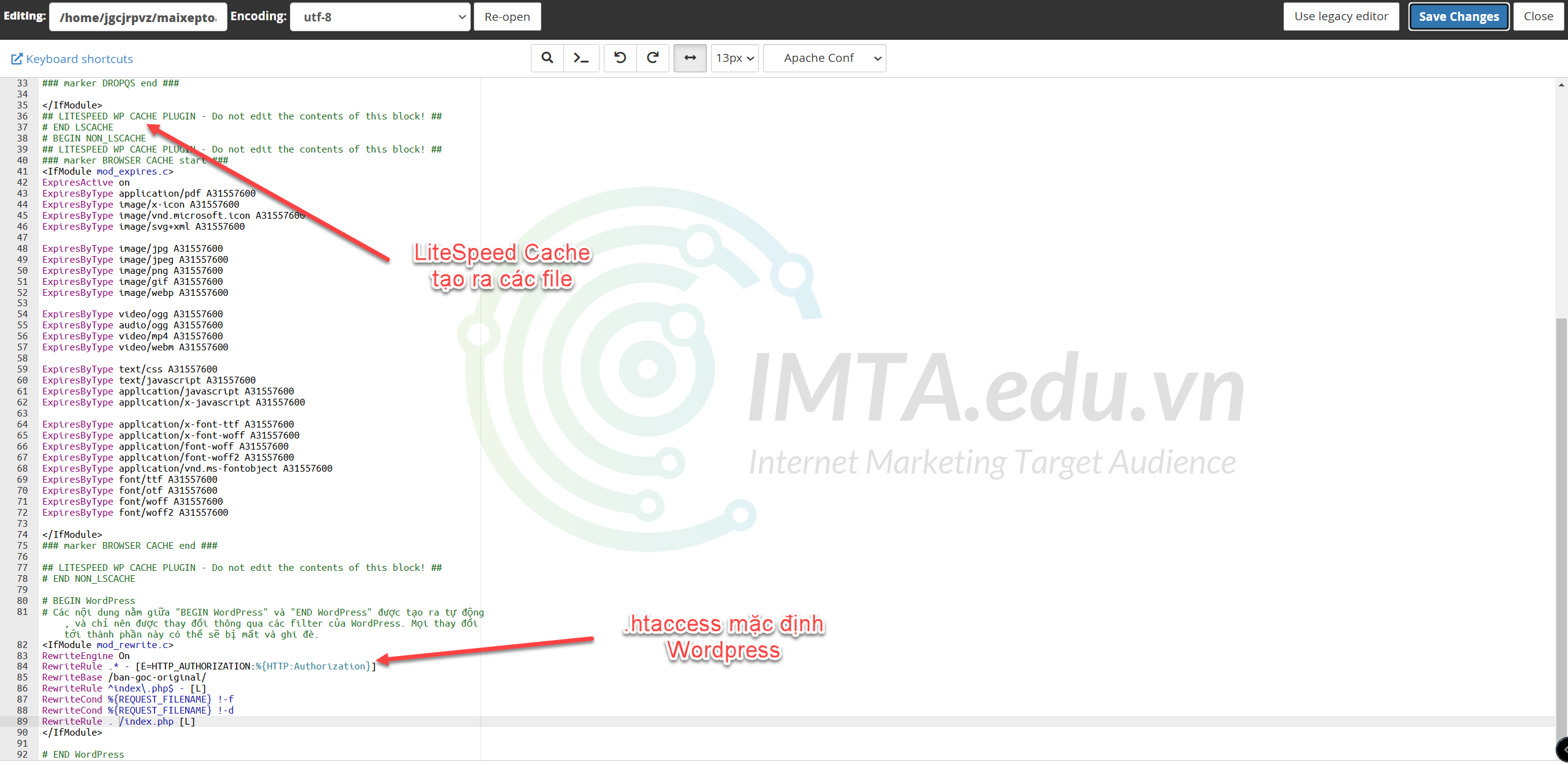 Những lưu ý khi dùng file .htaccess mặc định WordPress