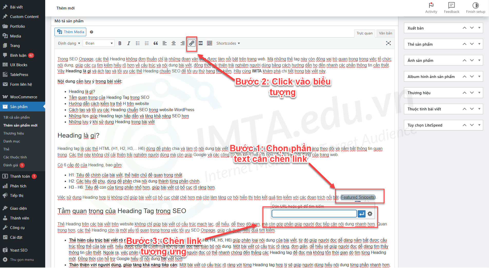 Chèn link trên trình soạn thảo Classic Editor