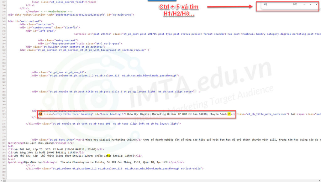 Ctrl + F và tìm Heading thủ công