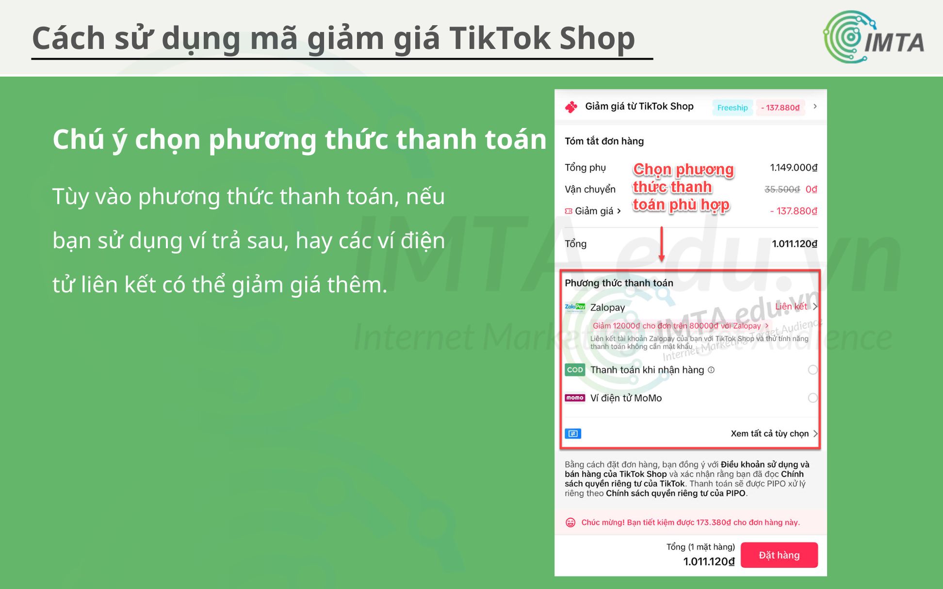 Chọn phương thức thanh toán phù hợp