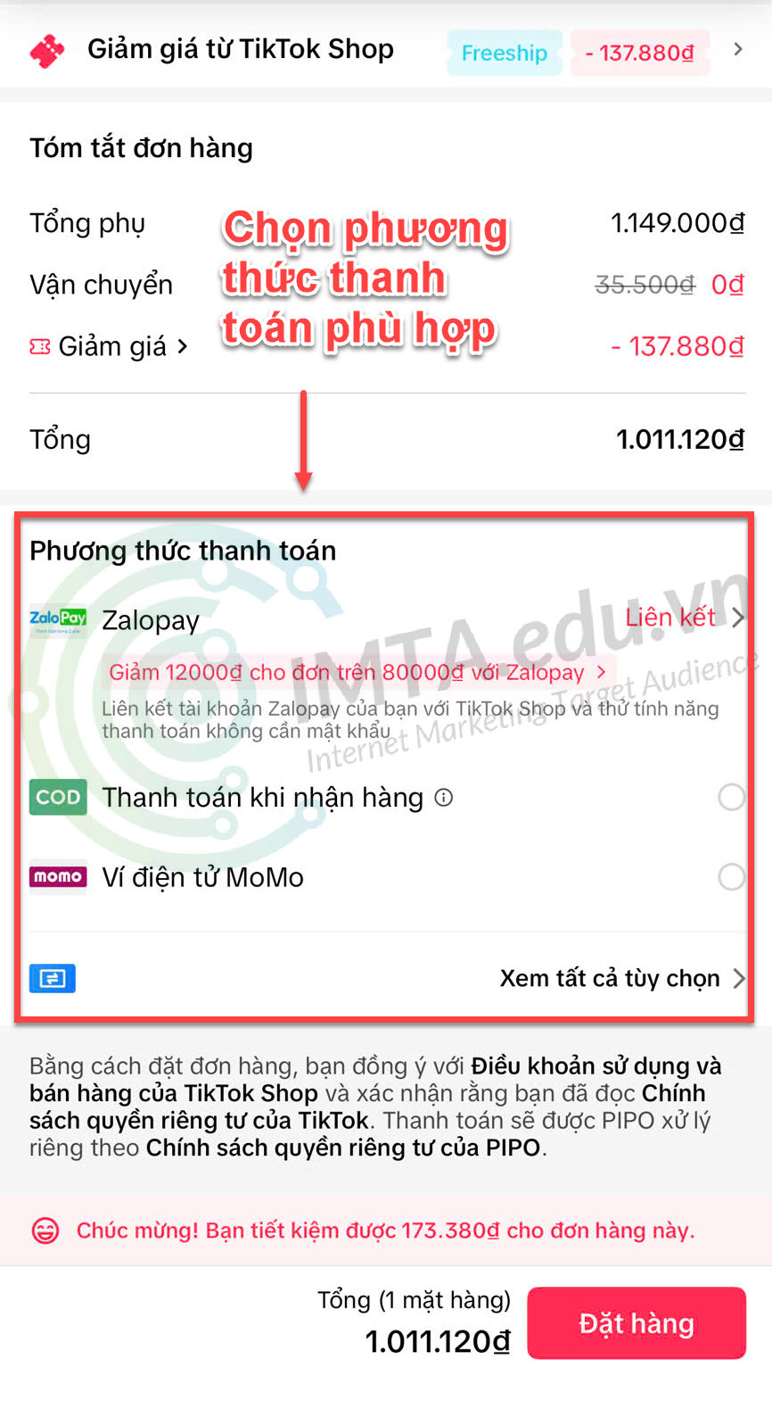 Chọn phương thức thanh toán