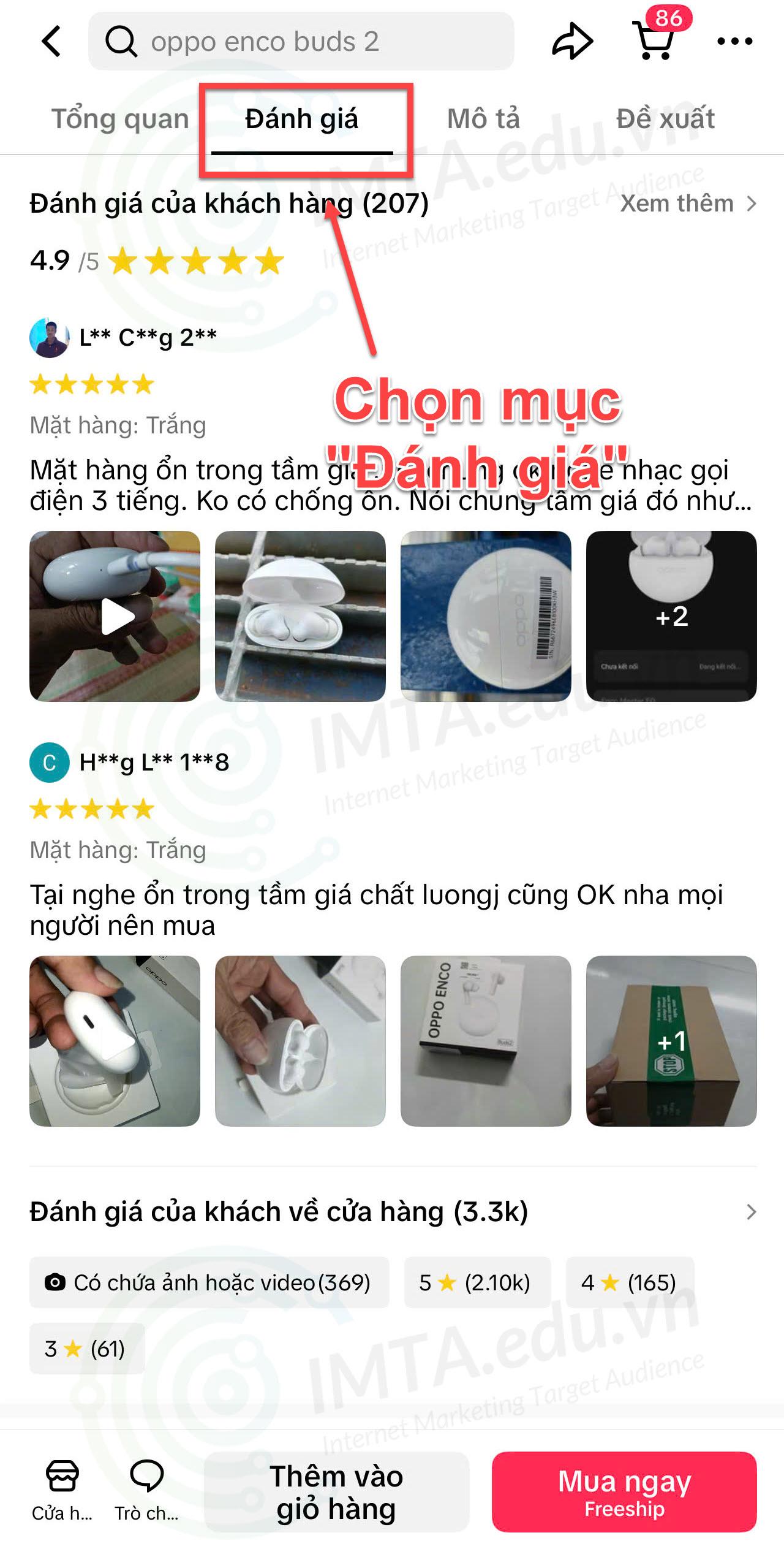 Chọn mục "Đánh giá" và xem review chi tiết