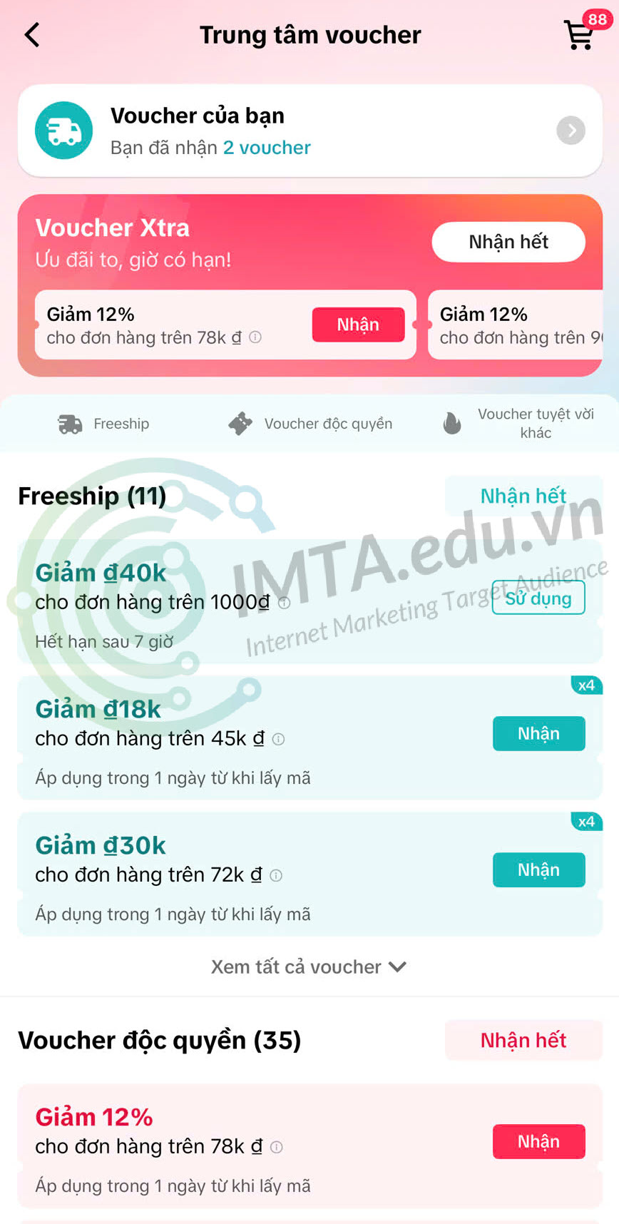 trung tâm voucher của TikTok Shop