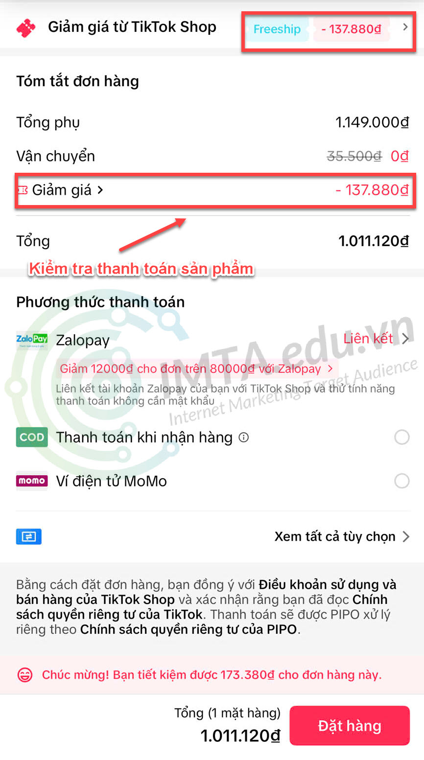 Kiểm tra lại tổng số tiền sau khi đã chiết khấu