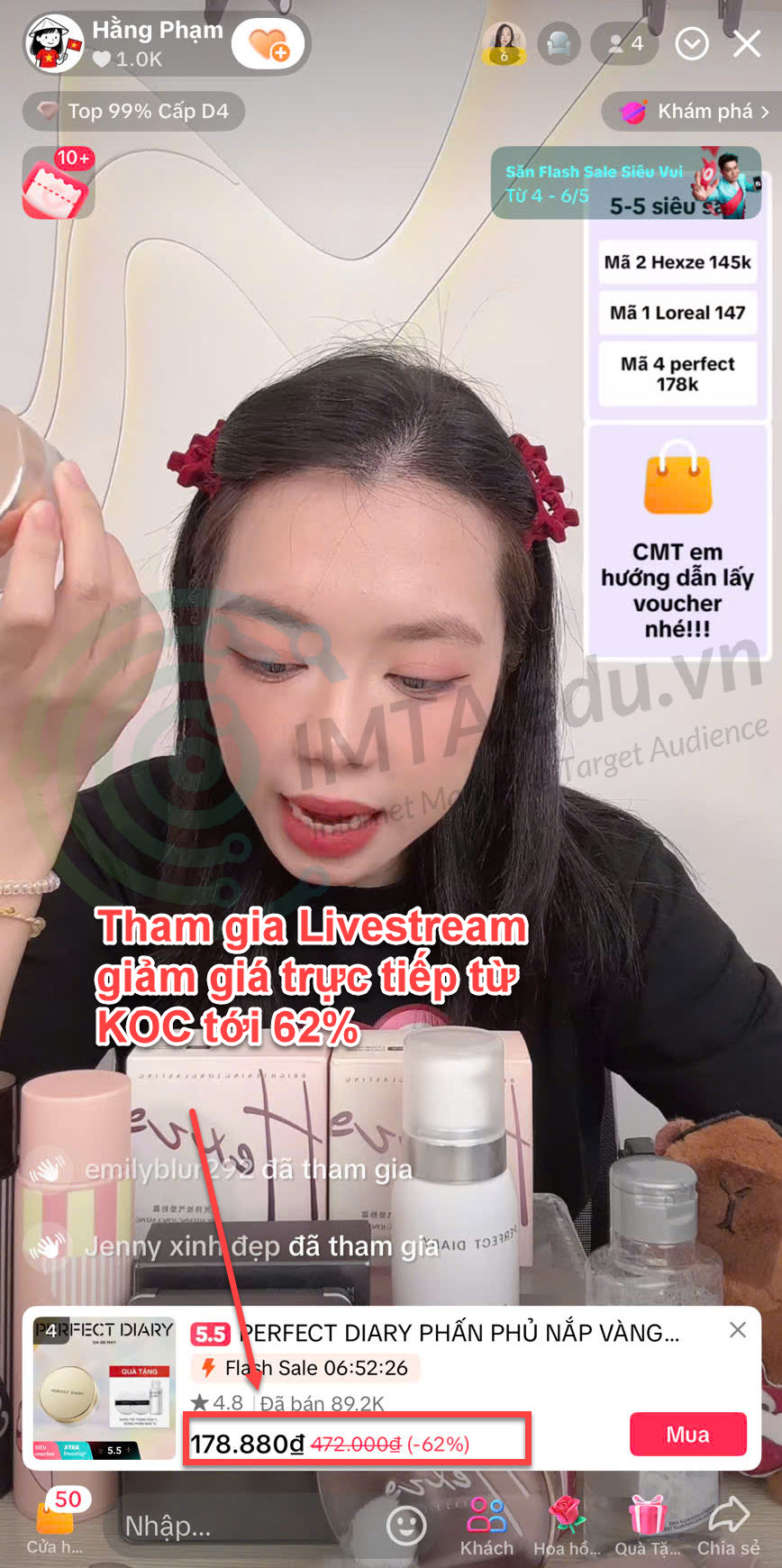 Tham gia livestream để có thể nhận mã giảm giá