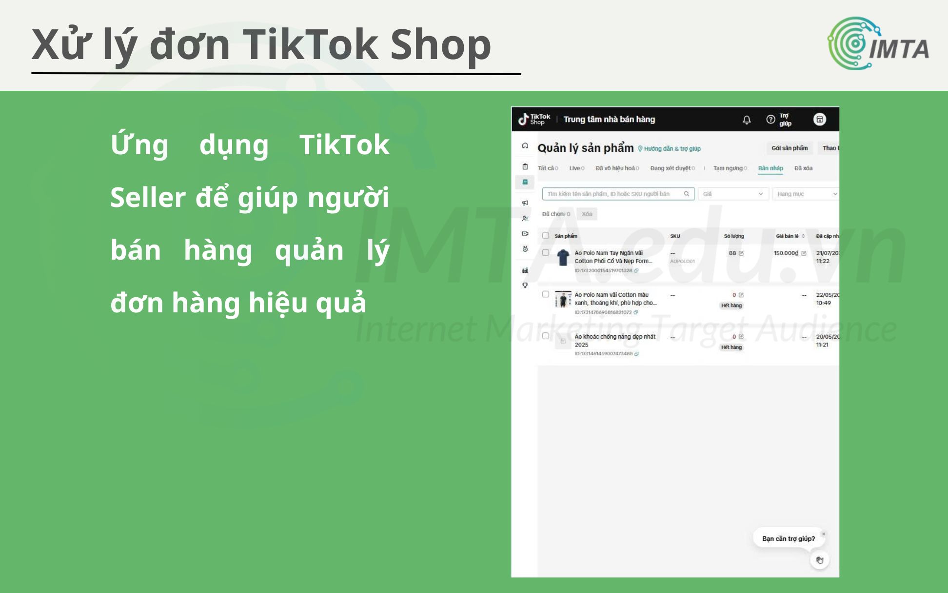 Kiểm tra trên ứng dụng TikTok Shop Center Seller để giúp quản lý đơn hàng