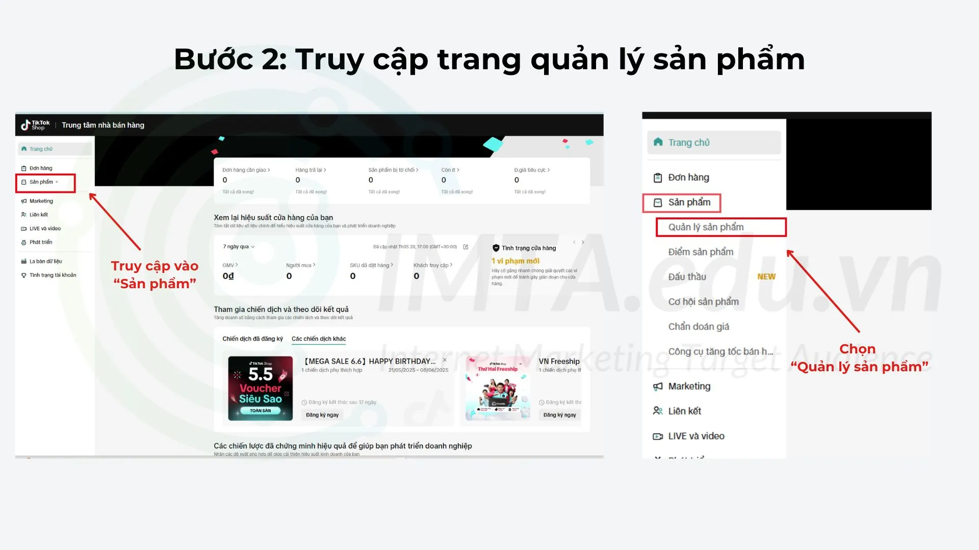 Bước 2: Truy cập trang quản lý sản phẩm