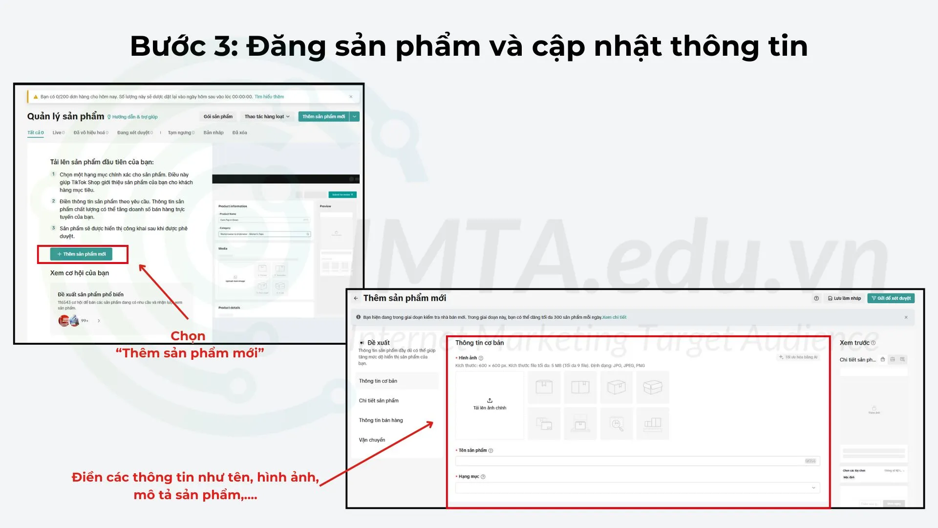 Bước 3: Đăng sản phẩm và cập nhật thông tin
