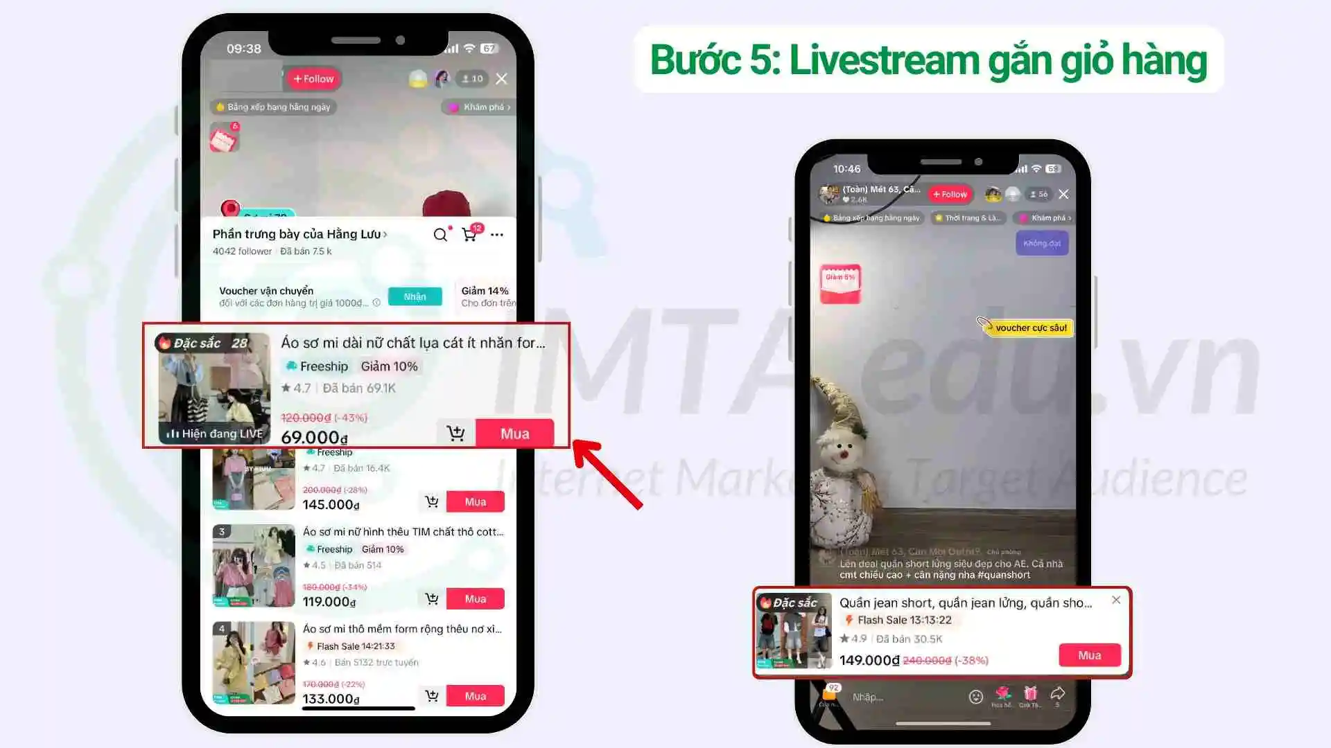 Livestream gắn giỏ hàng
