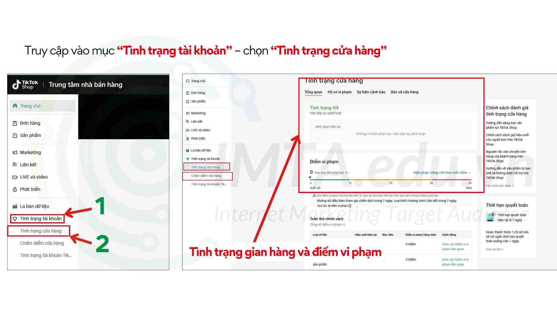 Cách xem điểm vi phạm TikTok Shop