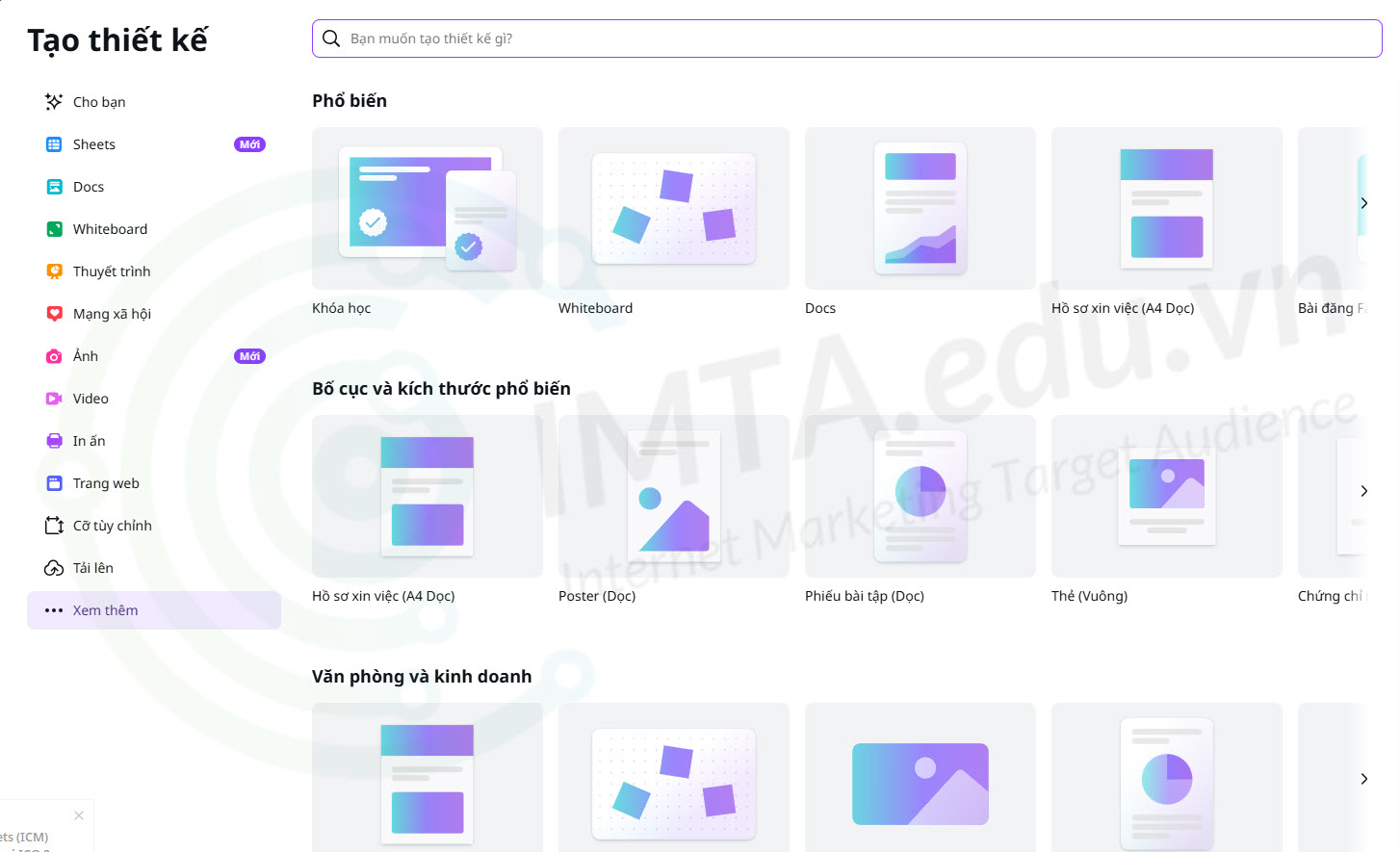 Canva hỗ trợ nhiều định dạng thiết kế