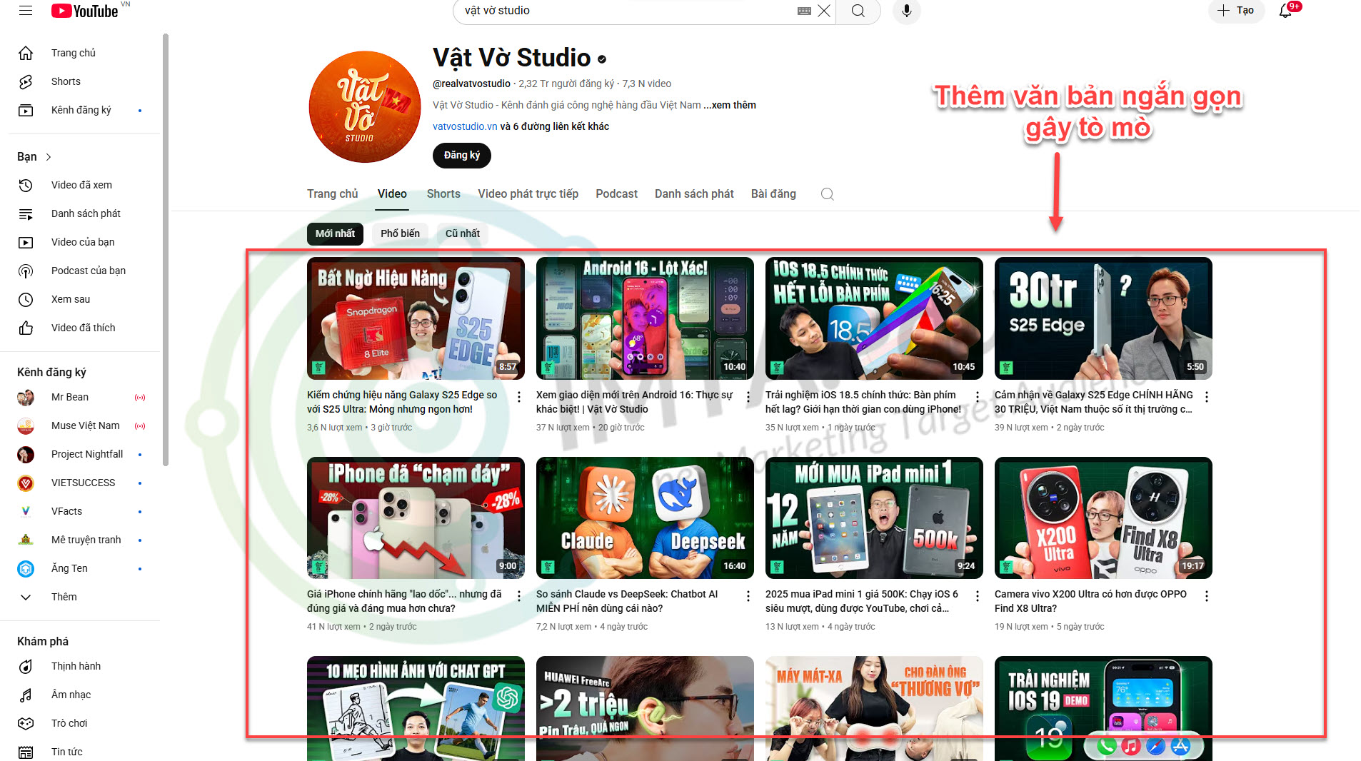 Thêm văn bản ngắn gọn gây tò mò cho Thumbnail