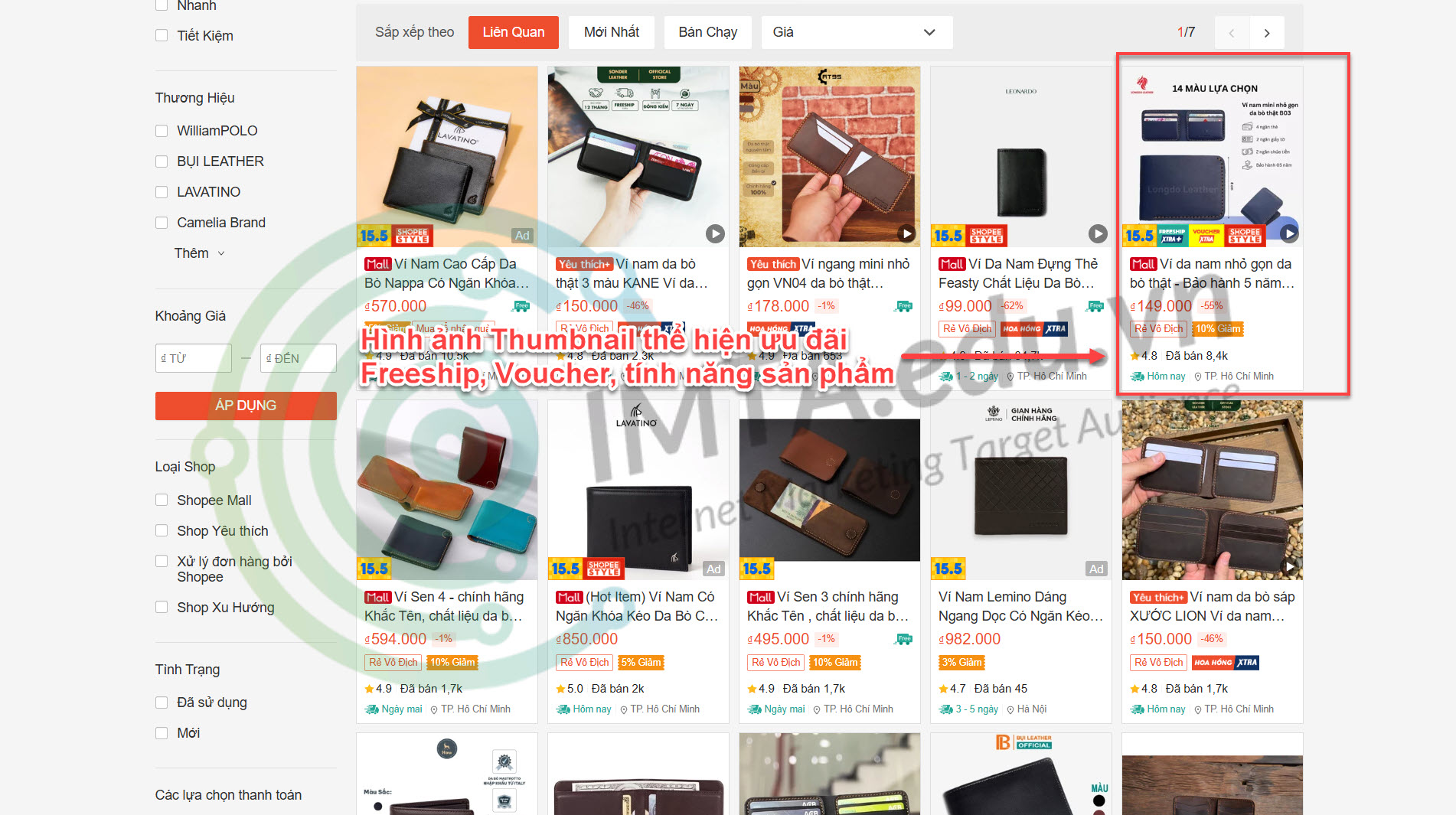 Thumbnail rõ ràng khuyến mãi, tính năng sản phẩm giúp tăng lượt click