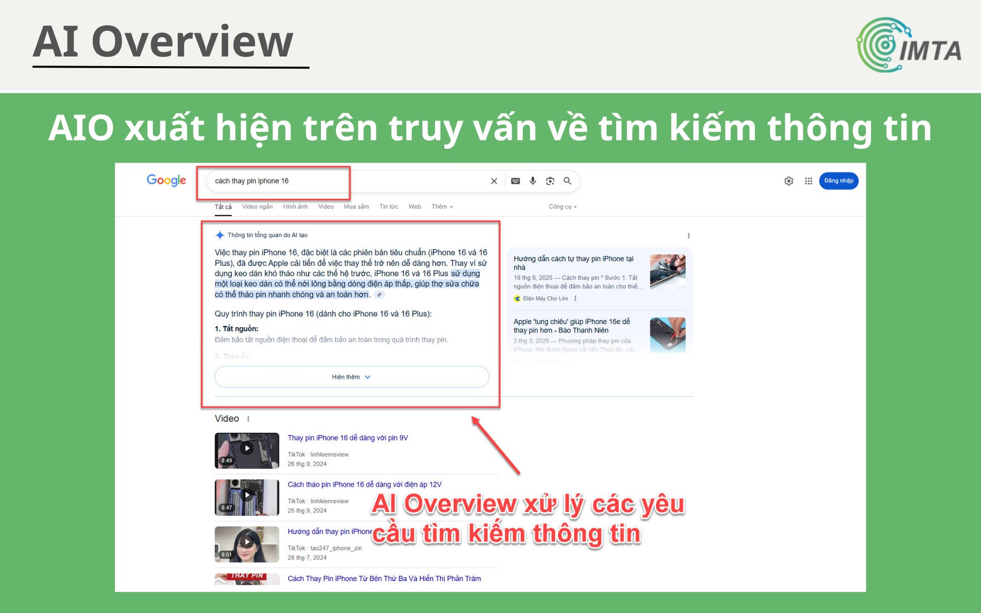 AIO xuất hiện trên truy vấn về tìm kiếm thông tin