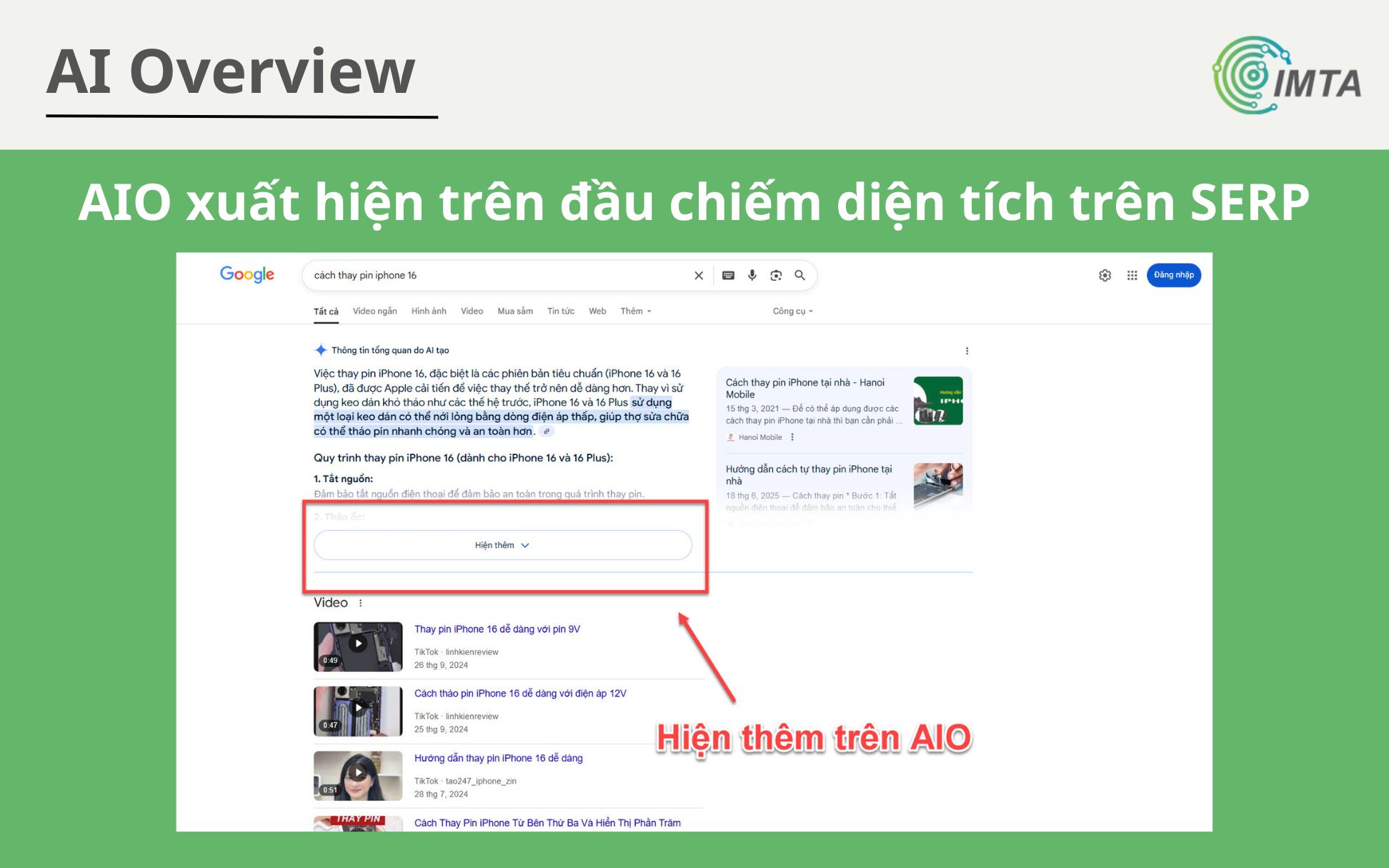 AIO đã chiếm dich tích đáng kể trên AIO, khi bạn bấm "Hiện thêm" còn nhiều nữa
