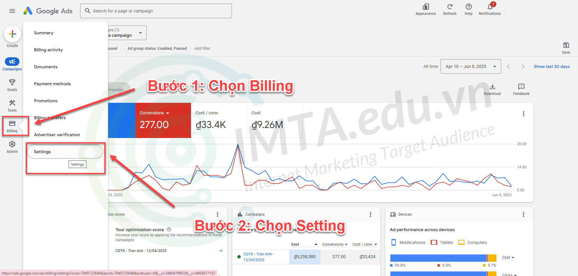 Hướng dẫn thay đổi thông tin hồ sơ thanh toán trên Google Ads