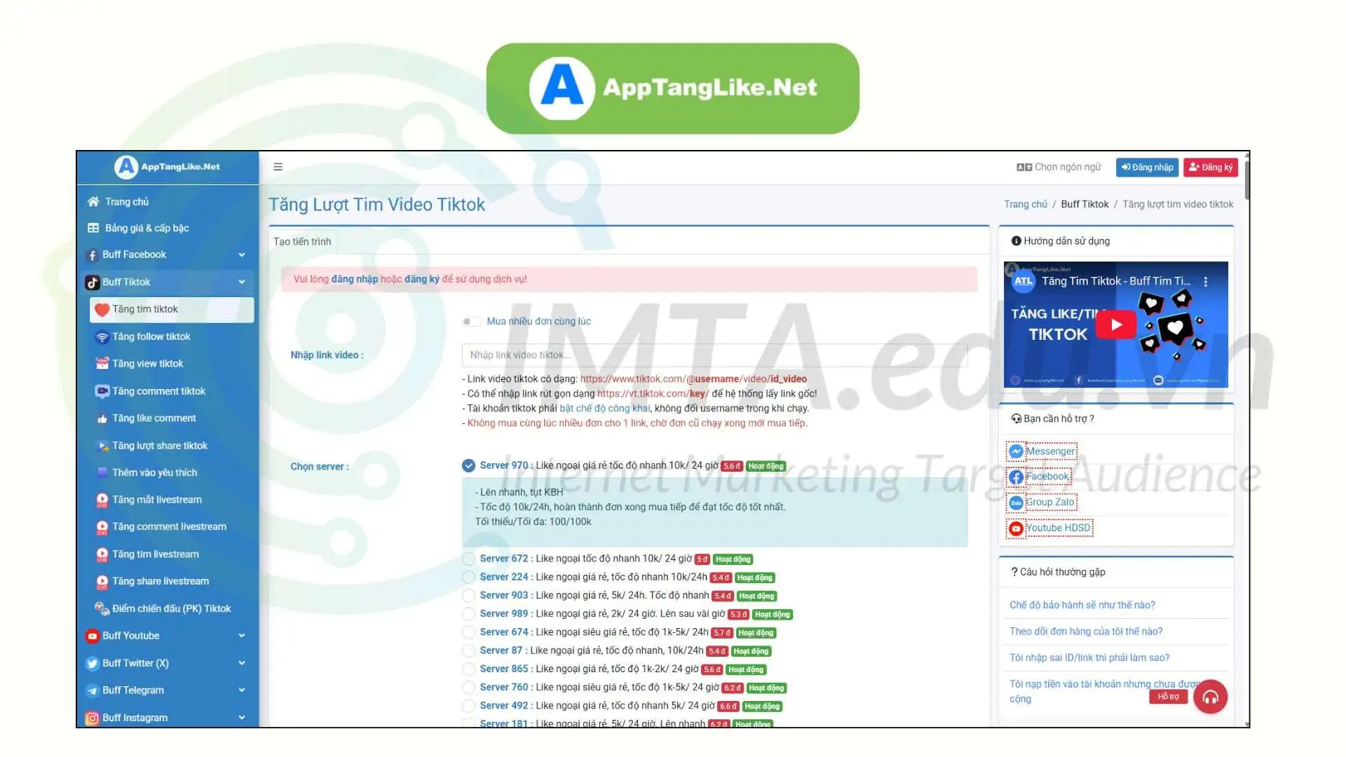 Web AppTangLike.Net tăng lượt tim TikTok
