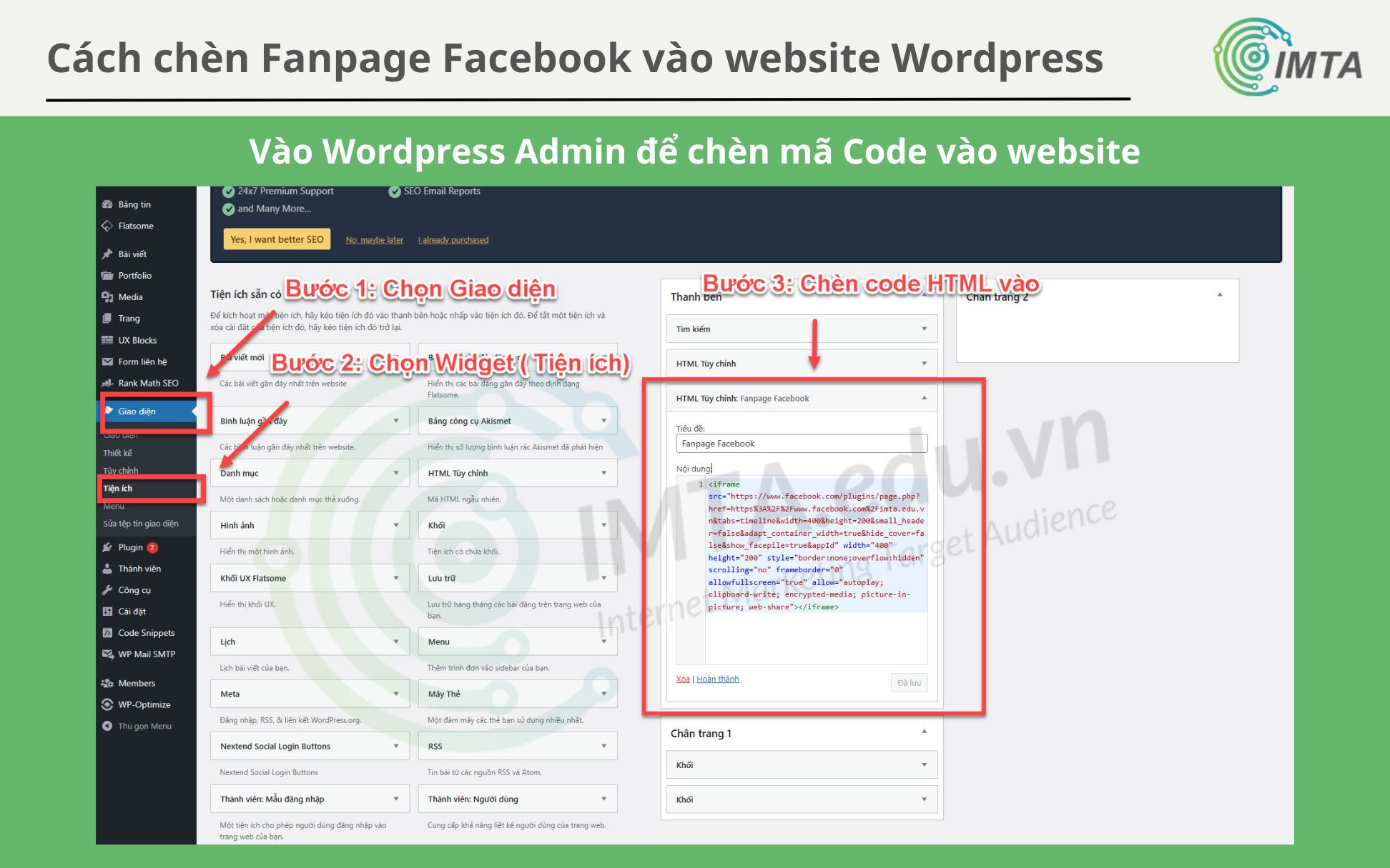Chèn Code nhúng Fanpage Facebook vào Website WordPress