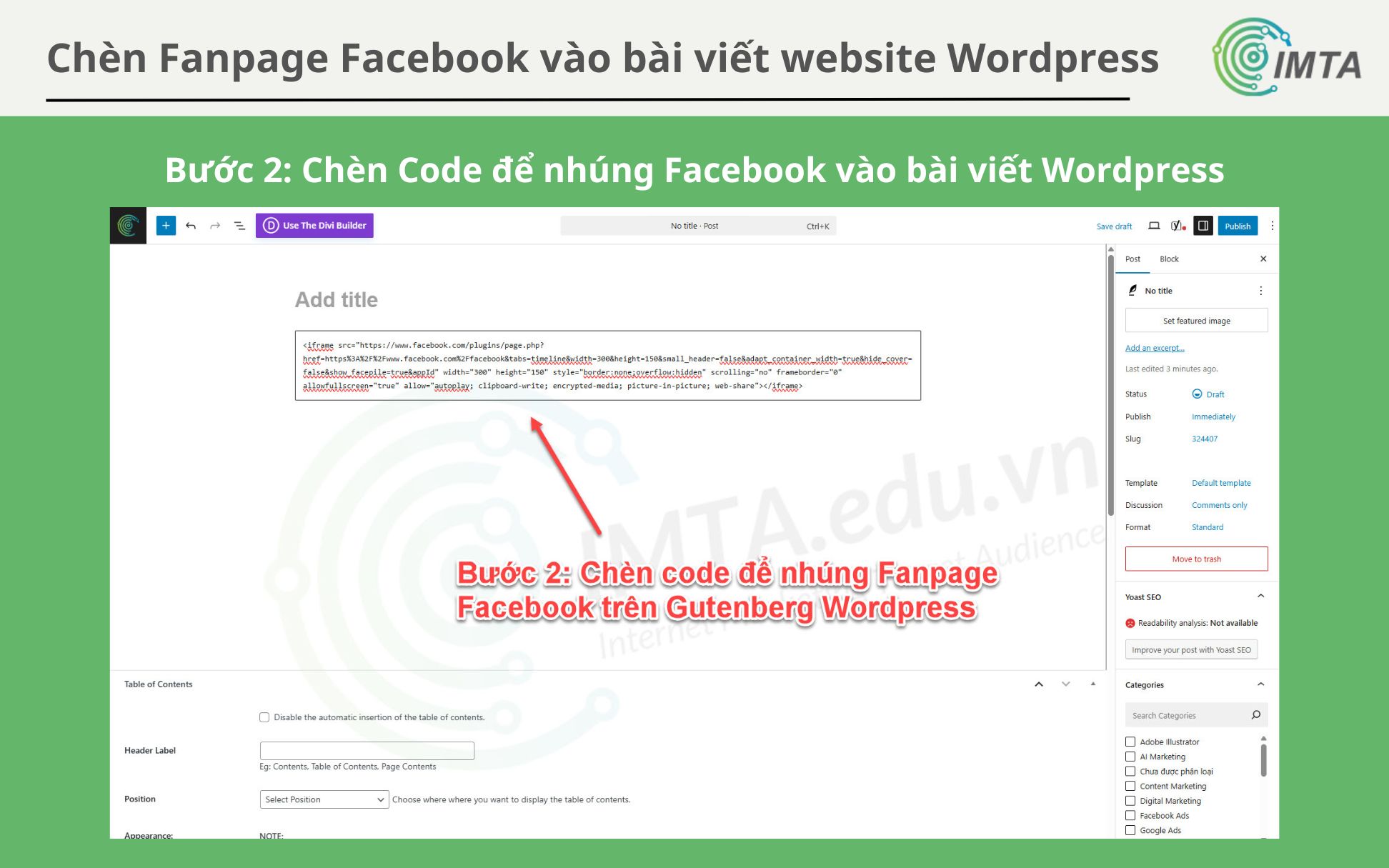 Chèn code để nhúng Fanpage Facebook trên Gutenberg WordPress