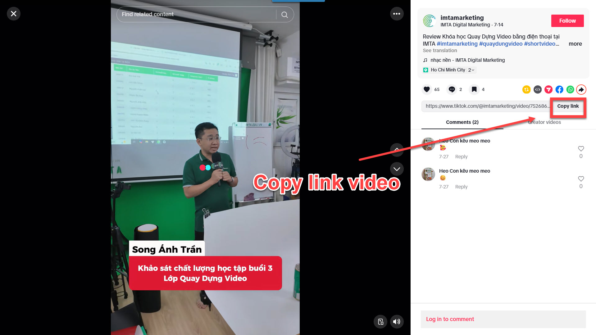 Copy link TikTok trên PC