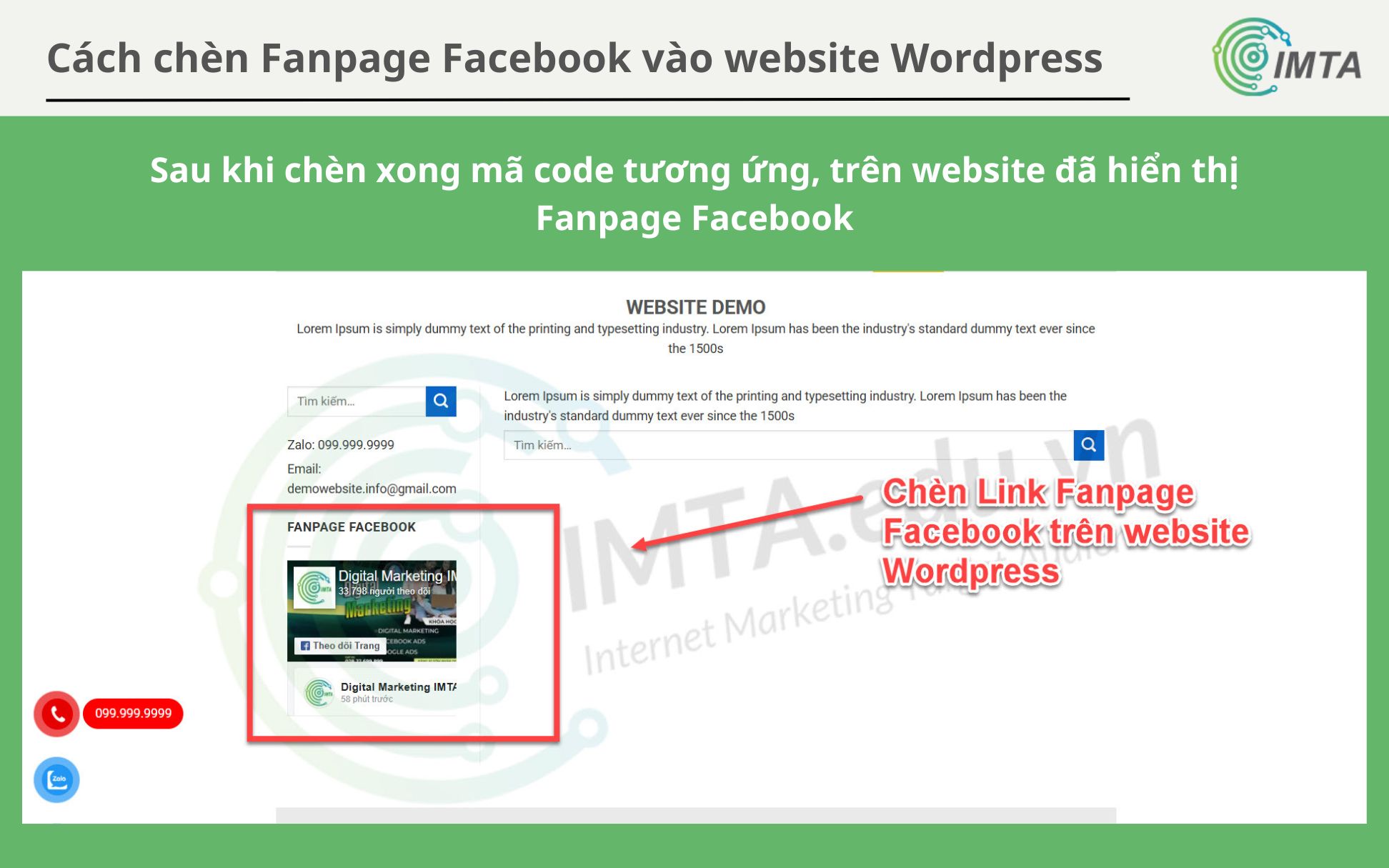 Facebook đã chèn thành công trên website WordPress