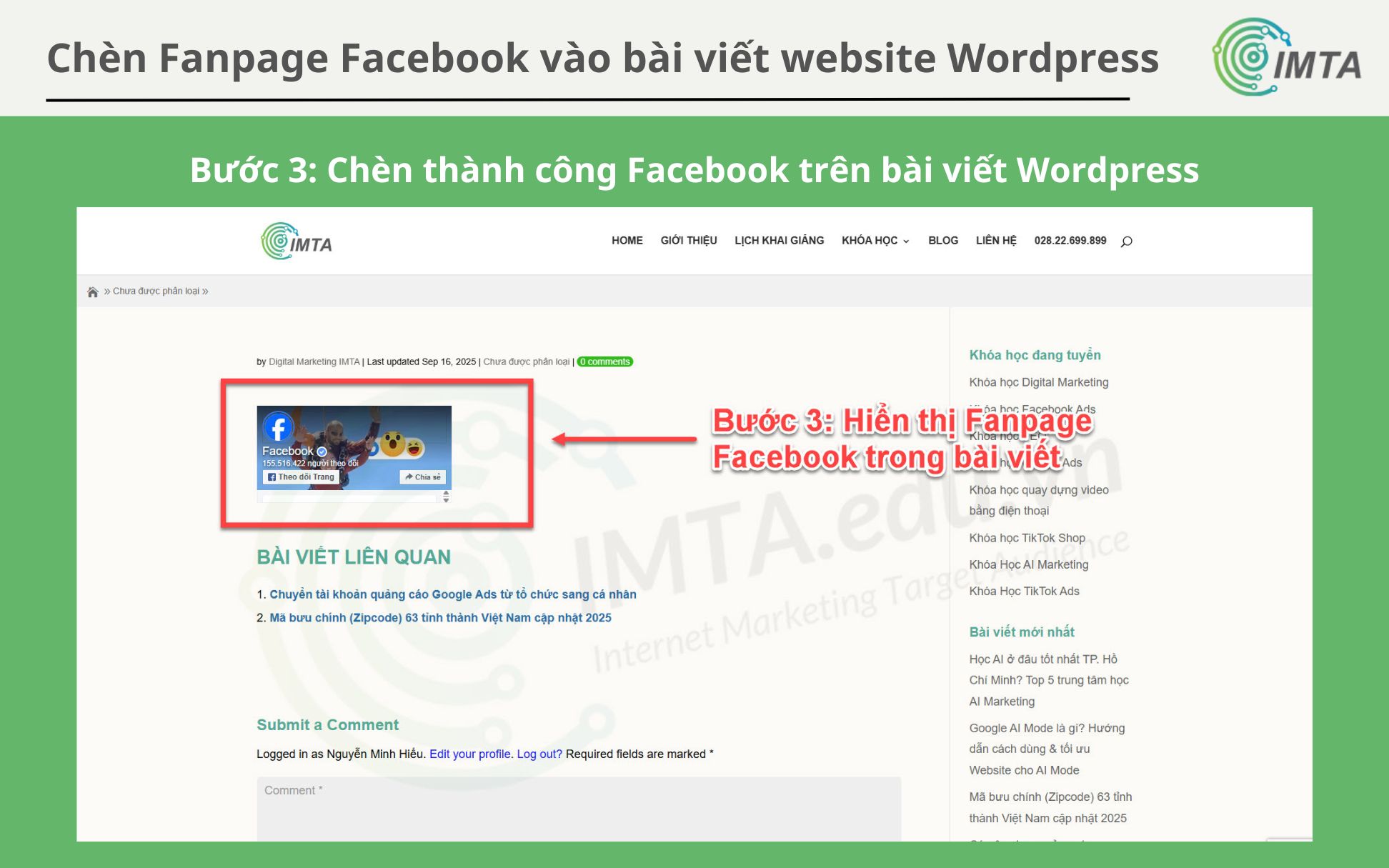 Hiển thị Fanpage Facebook trong bài viết