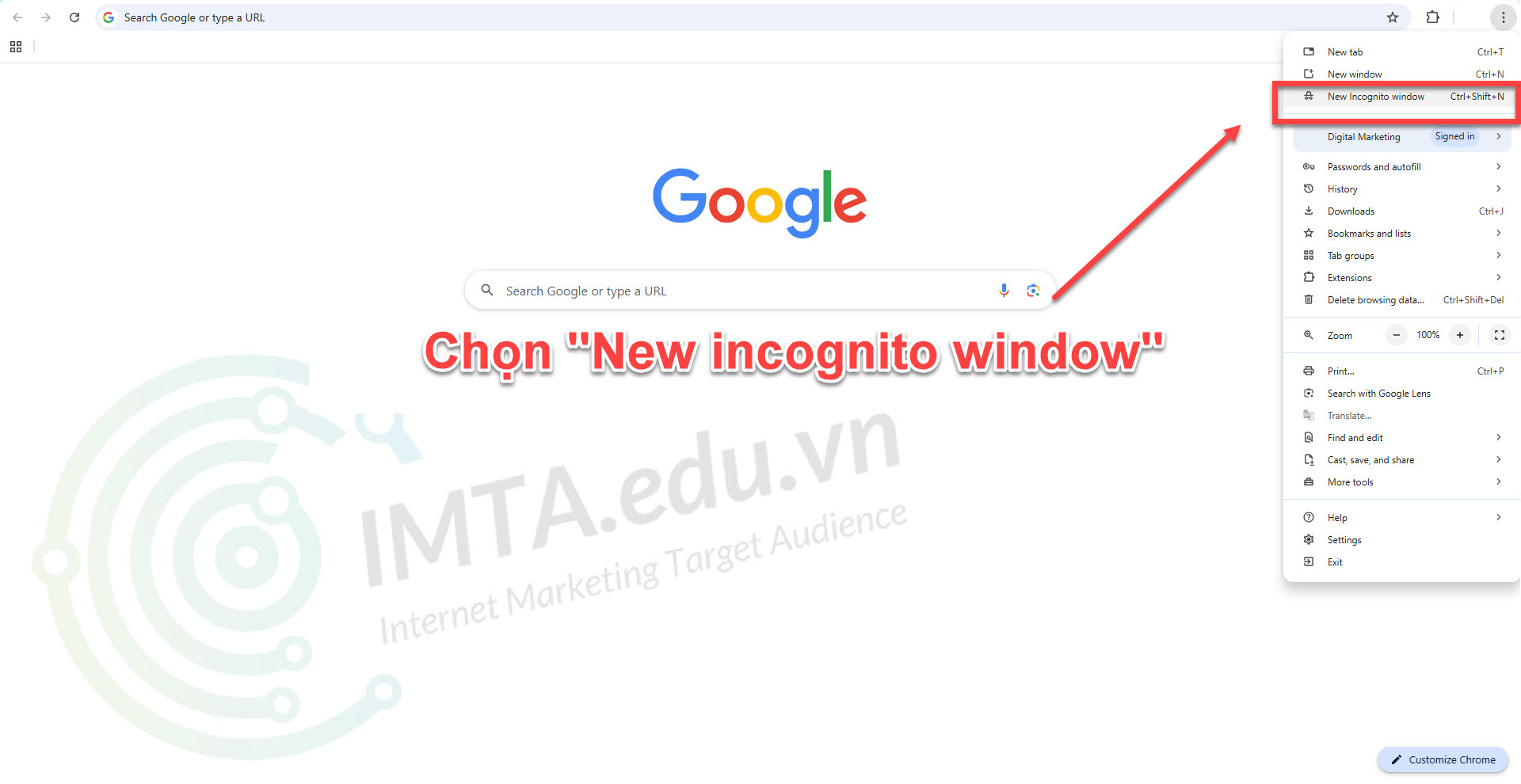 Cách truy cập Tab ẩn danh trên máy tính