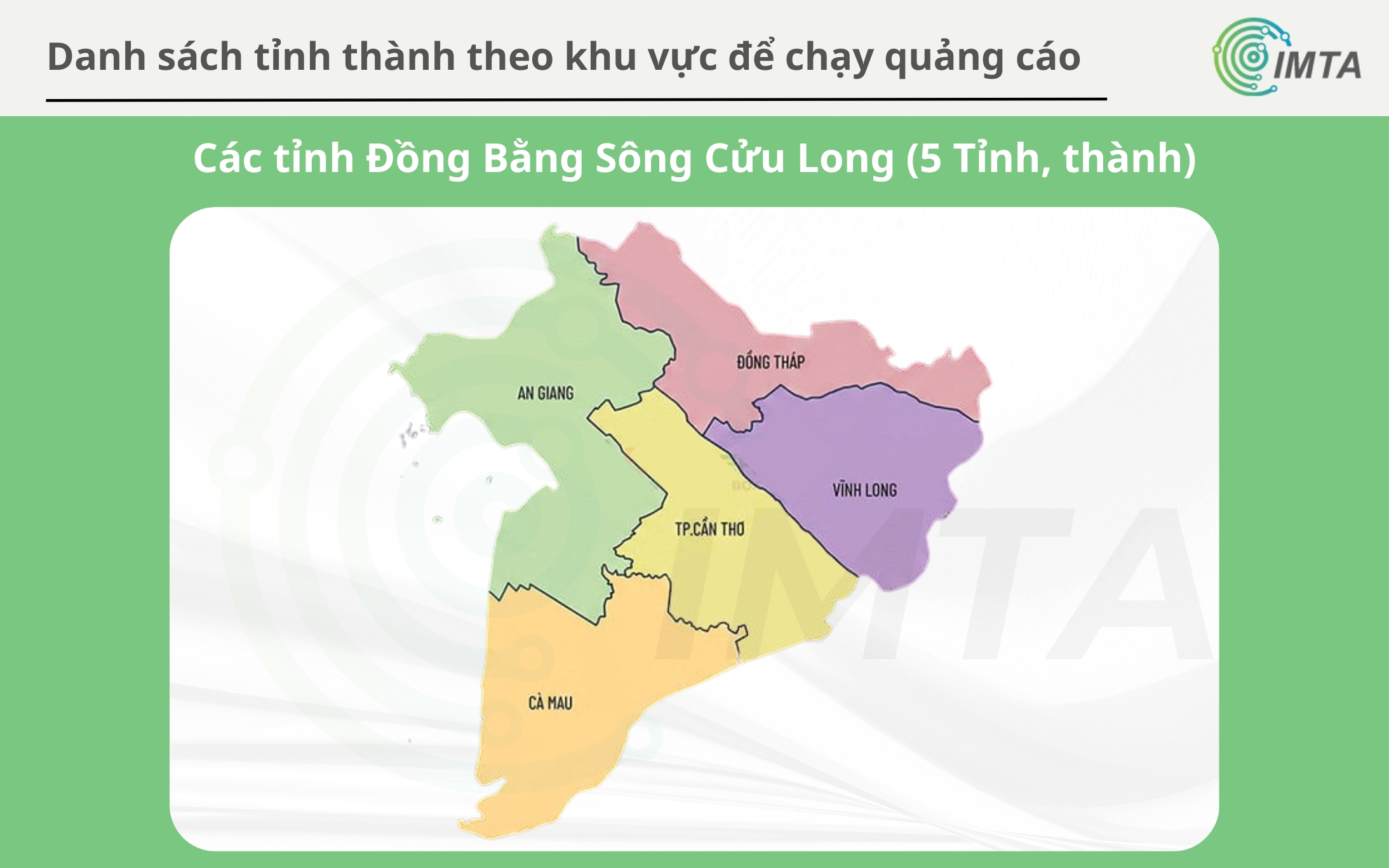 Các tỉnh Đồng Bằng Sông Cửu Long (5 Tỉnh, thành)