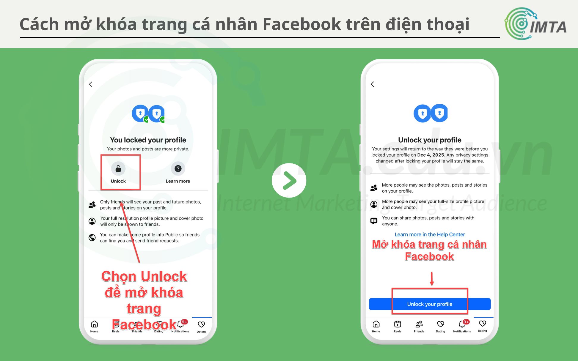 Cách mở khóa trang cá nhân Facebook trên điện thoại