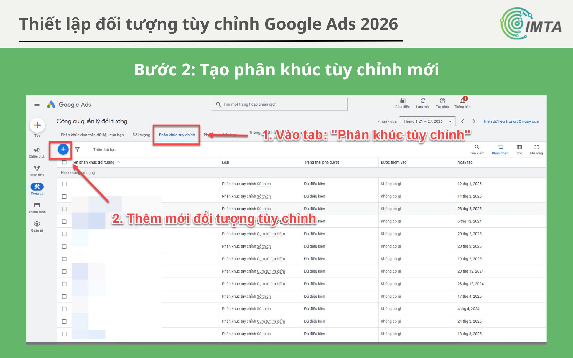 Tạo phân khúc tùy chỉnh mới