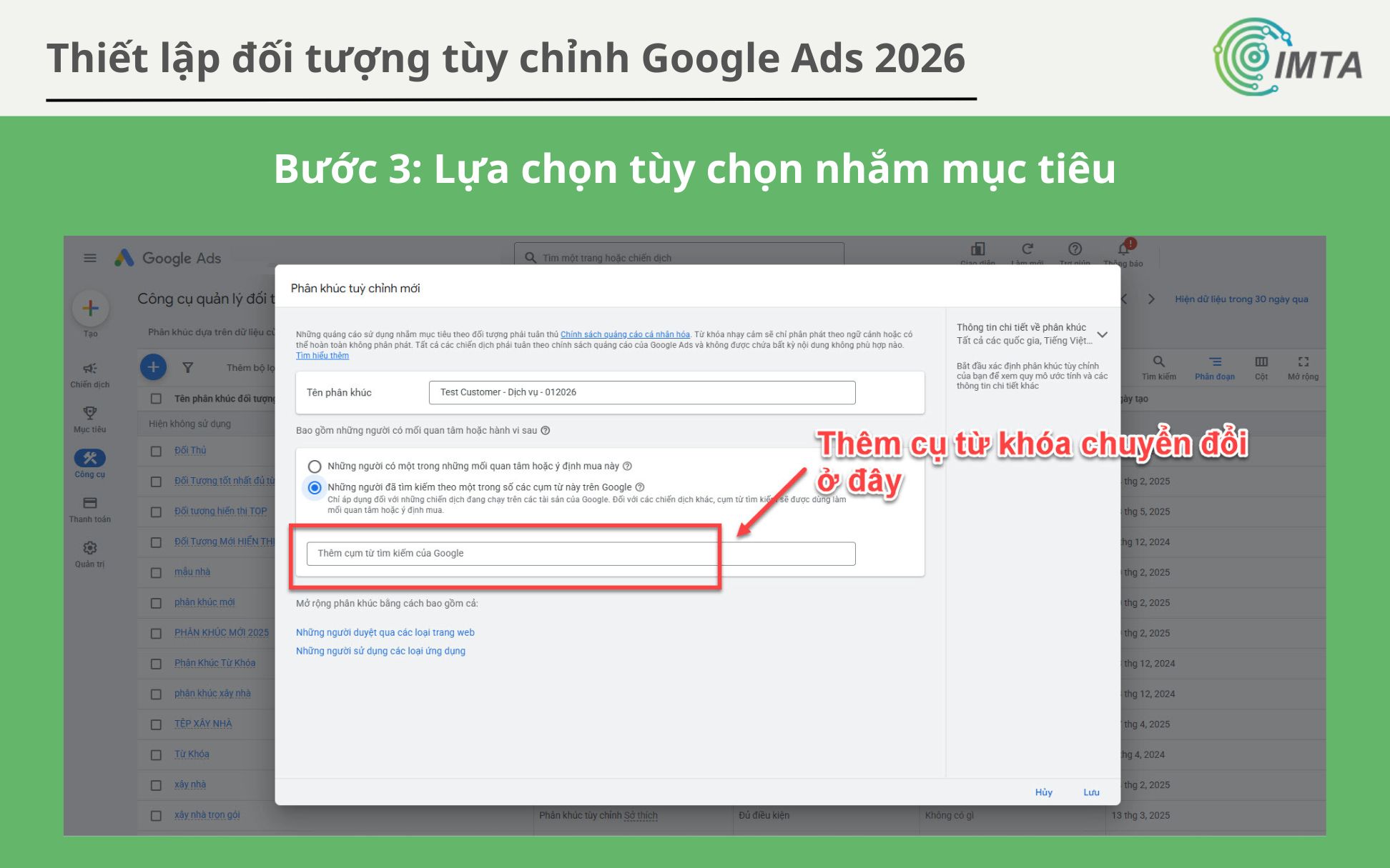 Lựa chọn tùy chọn nhắm mục tiêu