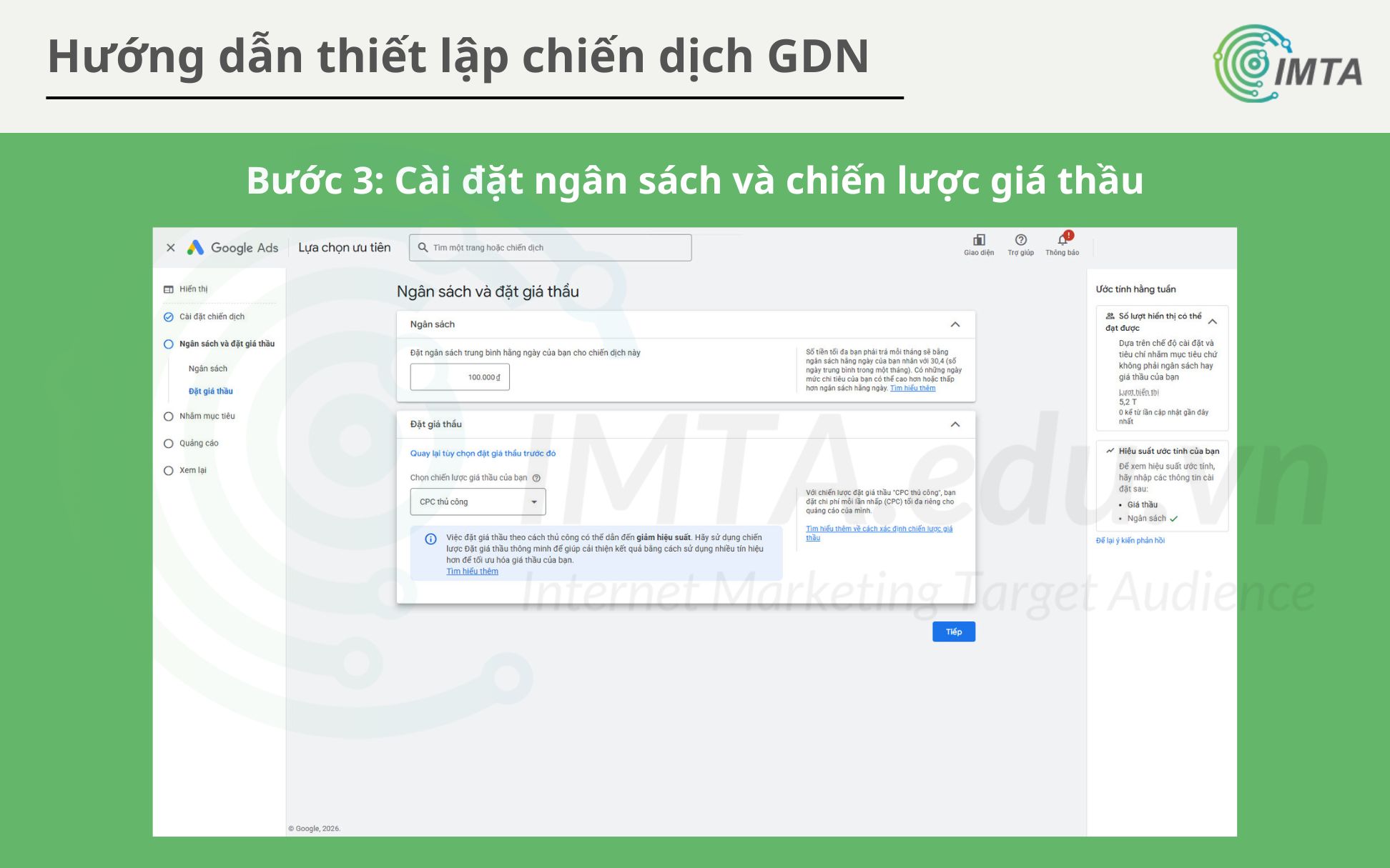Cài đặt ngân sách và chiến lược giá thầu