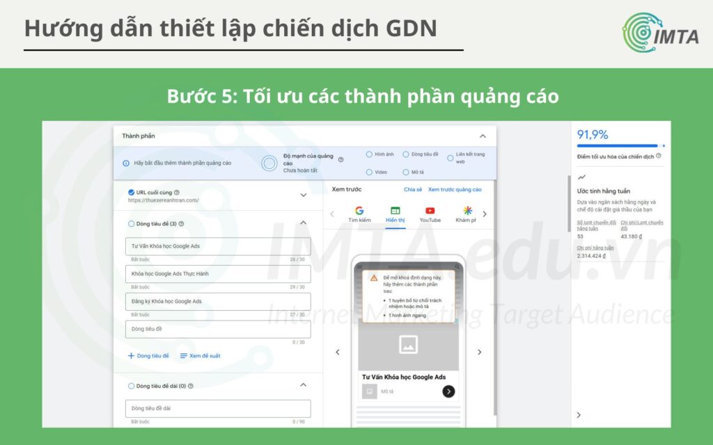 Tối ưu các thành phần quảng cáo GDN